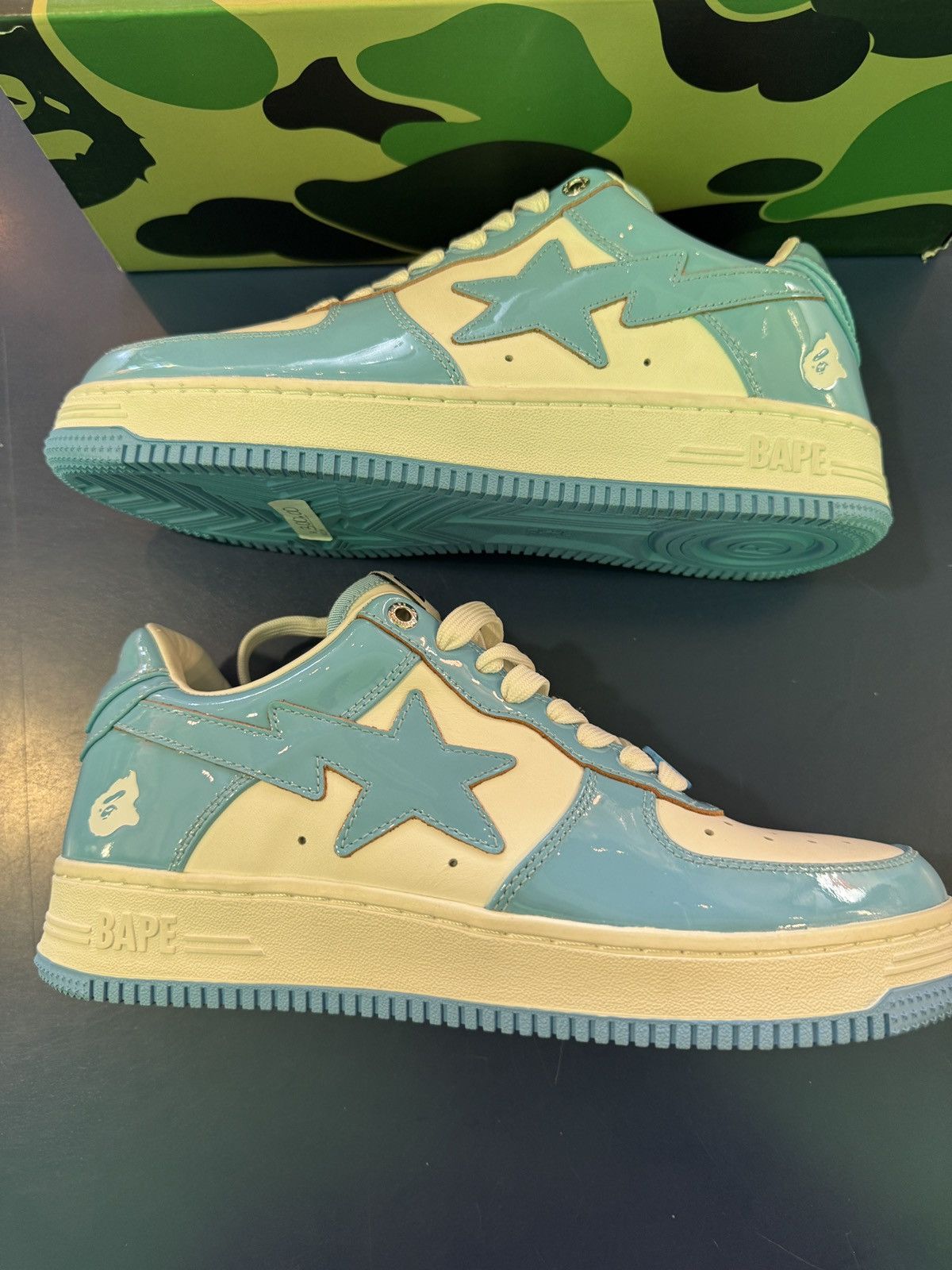 Bape Bapesta Patent Leather Baby Blue Sax Size US 9 / EU 42 - 2 Thumbnail