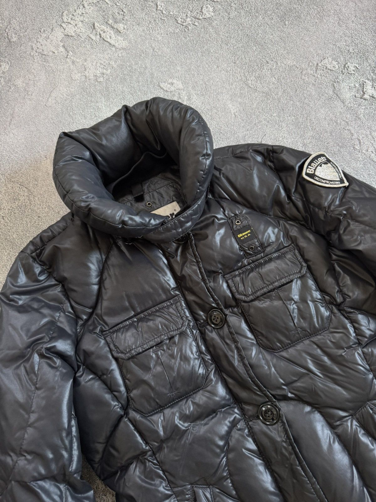 Vintage Blauer USA L black down zip puffer jacket quilted Size L / US 10 / IT 46 - 7 Thumbnail