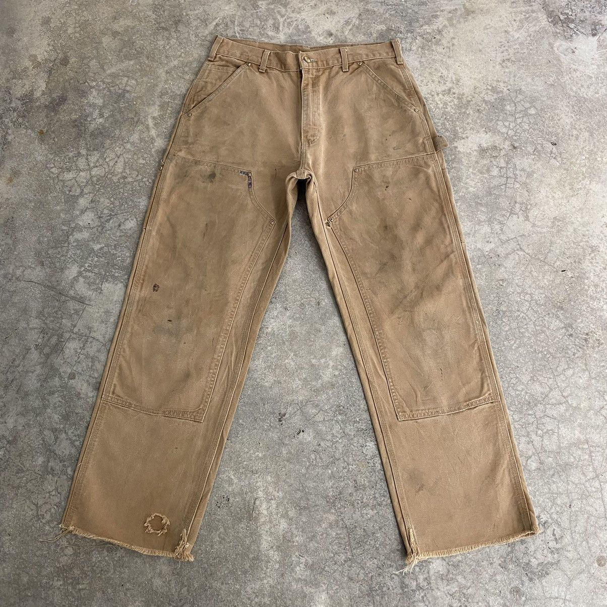 Carhartt VTG Carhartt Double Knee Raw Hem Dirty Carpenter Pants Size US 32 / EU 48 - 1 Thumbnail