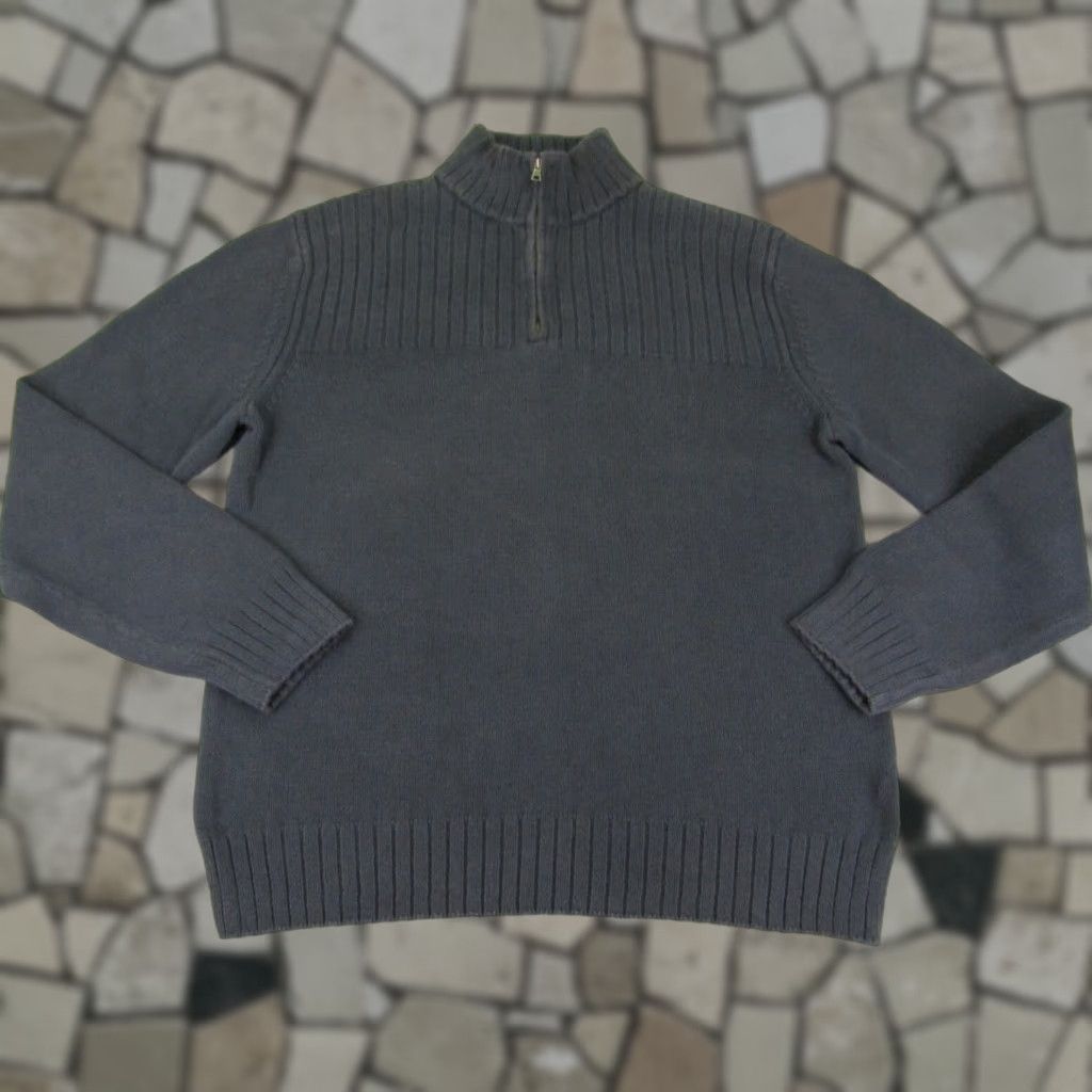 Banana Republic VINTAGE Banana Republic Sweater Men Extra Large Blue 1/4 Zip Pullover Ribbed Y2K Size US XL / EU 56 / 4 - 1 Thumbnail