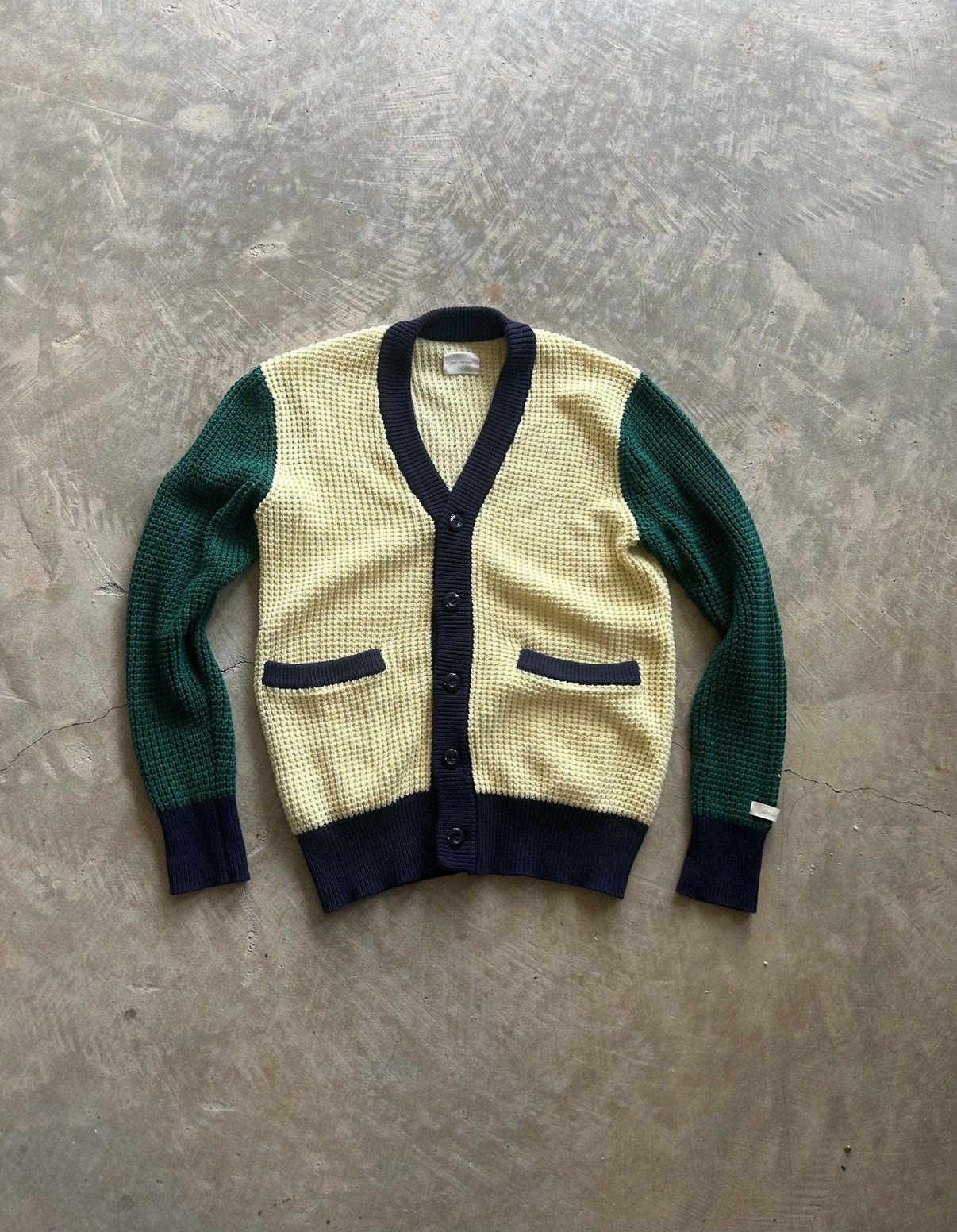 image of Aime Leon Dore Aime Leon Dóre Waffle Knit Cardigan in Green, Men's (Size Small)