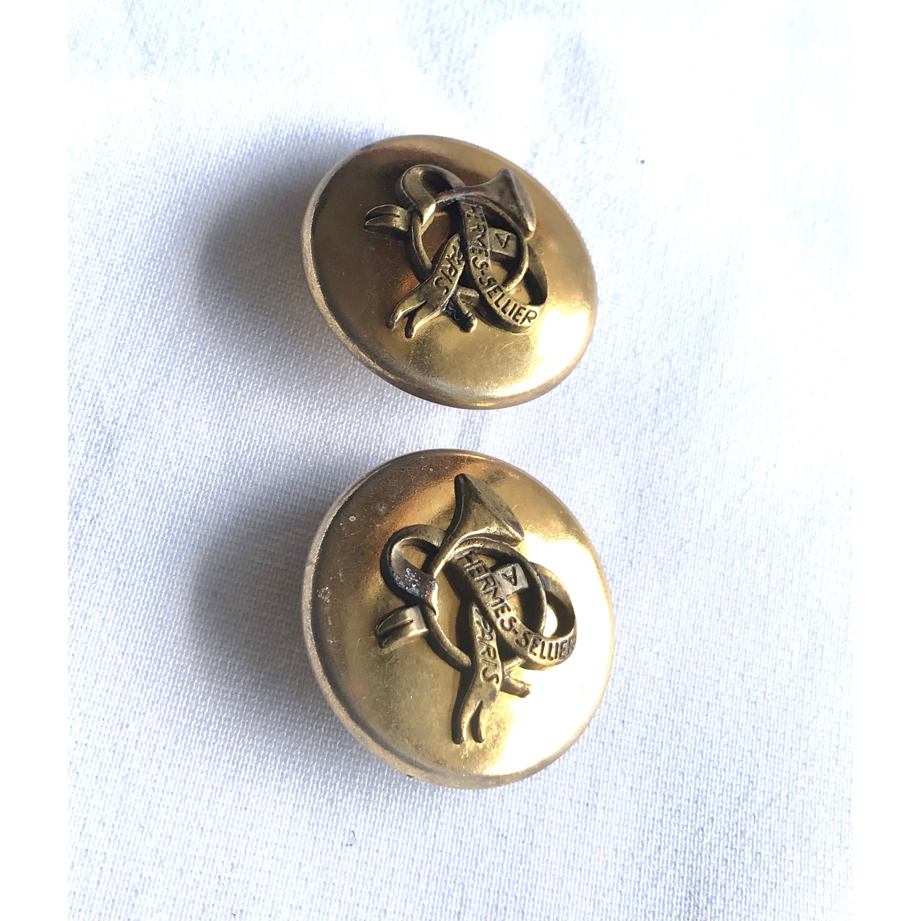 Hermes Vintage HERMES gold tone round earrings with trumpet Size ONE SIZE - 4 Thumbnail