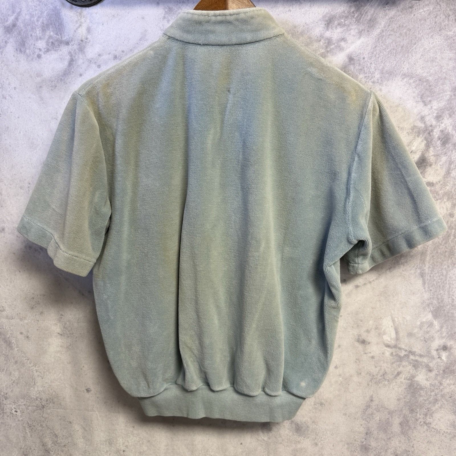 Vintage Vintage Velour Sweatshirt 1980s Short Sleeve 1/4 Zip Size M / US 6-8 / IT 42-44 - 2 Thumbnail