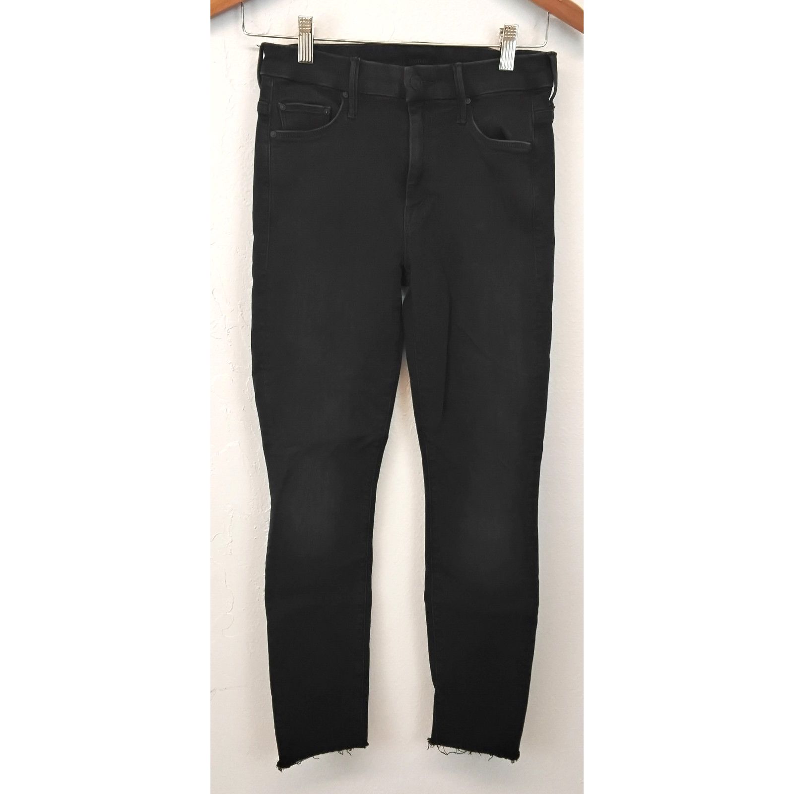 MOTHER Mother Looker Ankle Fray Jeans Women's 25 Black High Waisted Size 25" / US 0 / IT 36 - 2 Thumbnail