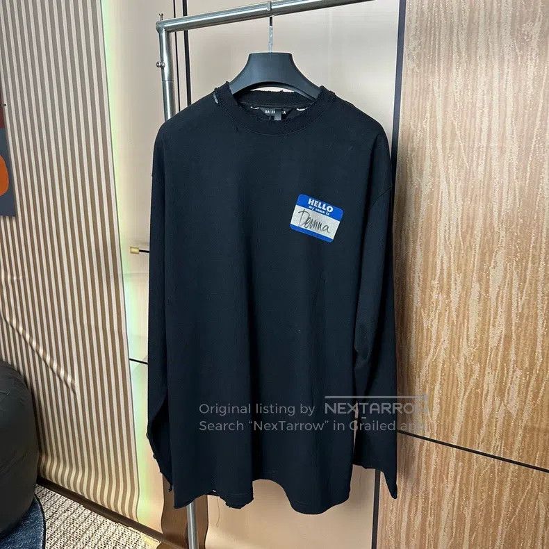 Balenciaga Balenciaga Black Signature Destroyed Long Sleeve Size US M / EU 48-50 / 2 - 1 Thumbnail