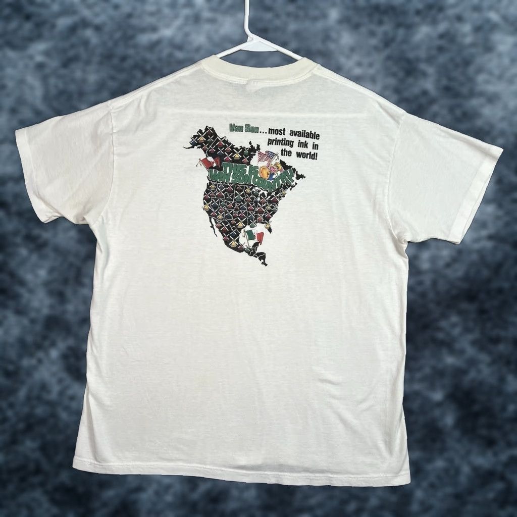 Vintage VINTAGE Van Son Printing Ink Shirt Mens Large White 1990s Graphic Tee Sportswear/Beach Mens L - 90s Merch Size US L / EU 52-54 / 3 - 1 Thumbnail