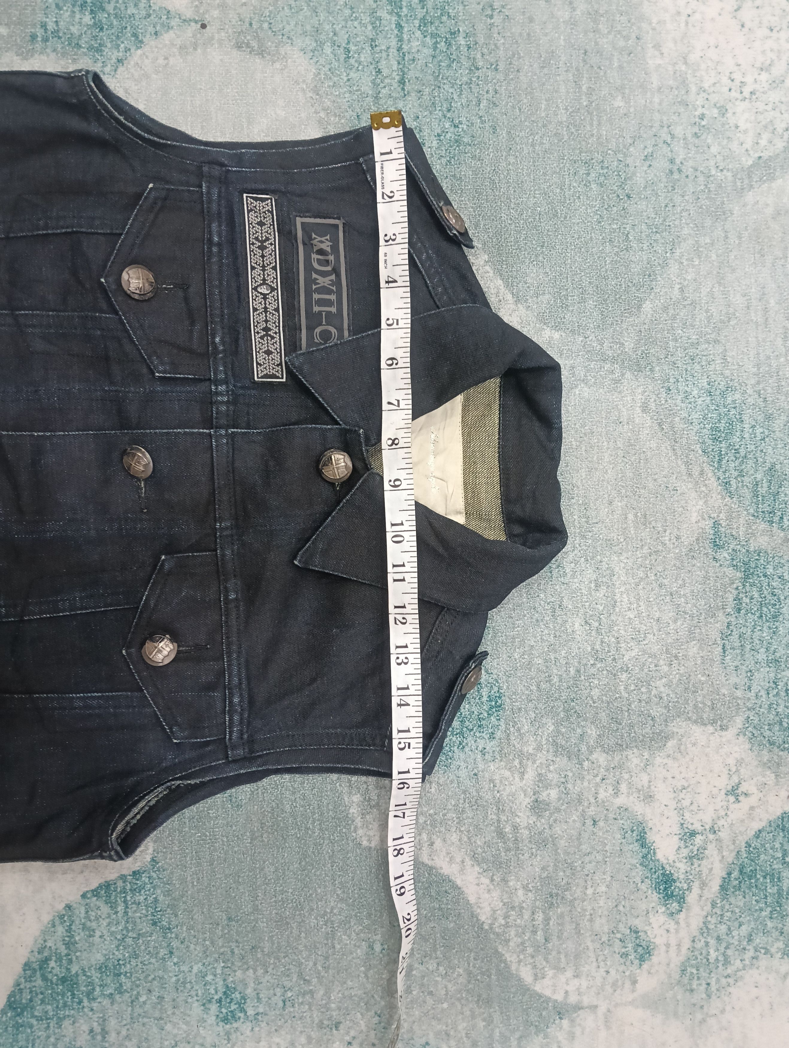 Japanese Brand Advantage Cycle Skulls Vest Denime Jacket Size 38S - 17 Thumbnail