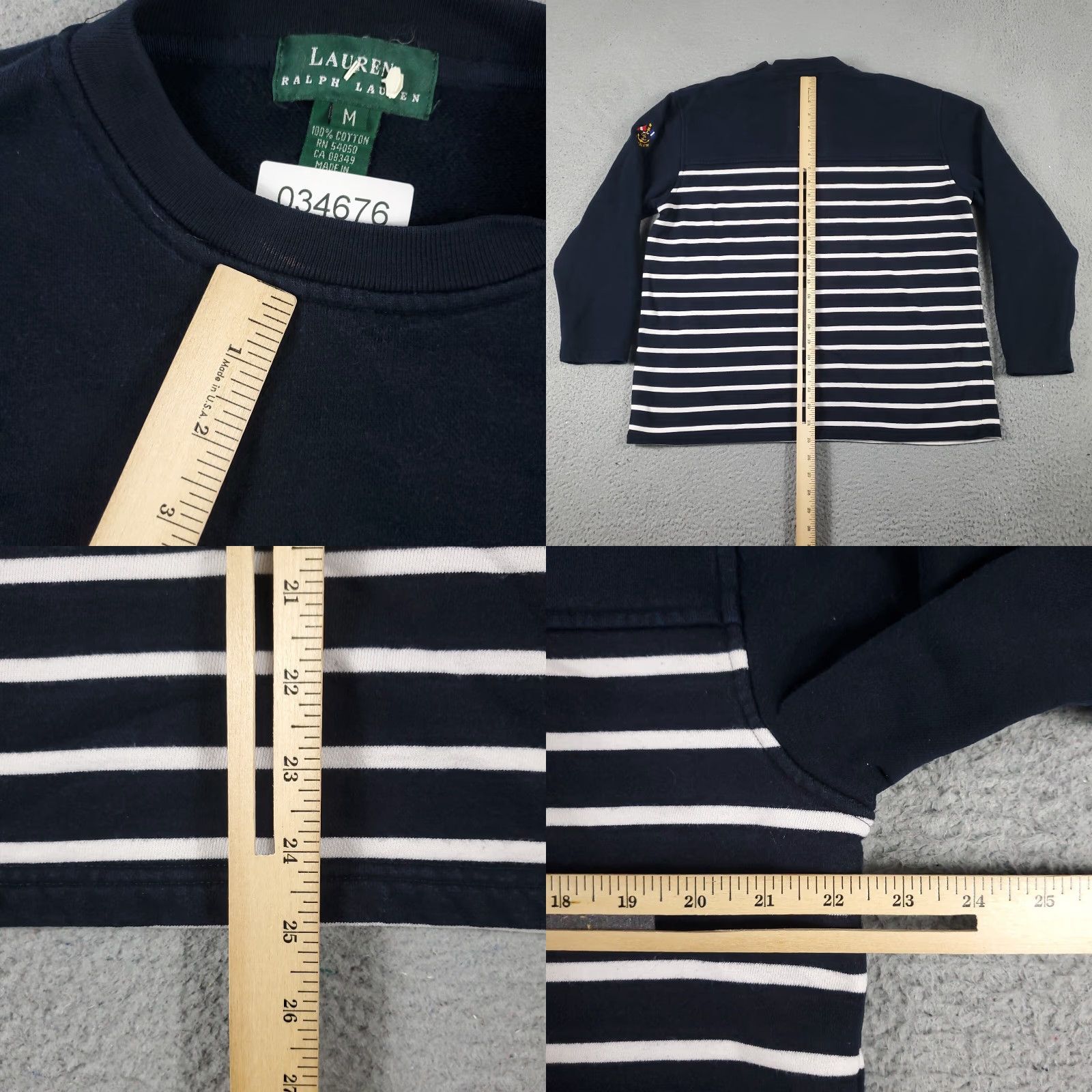 Ralph Lauren VINTAGE Ralph Lauren Sweater Pullover Women’s Medium Blue Striped Cotton Modern Fall Winter Size M / US 6-8 / IT 42-44 - 8 Thumbnail