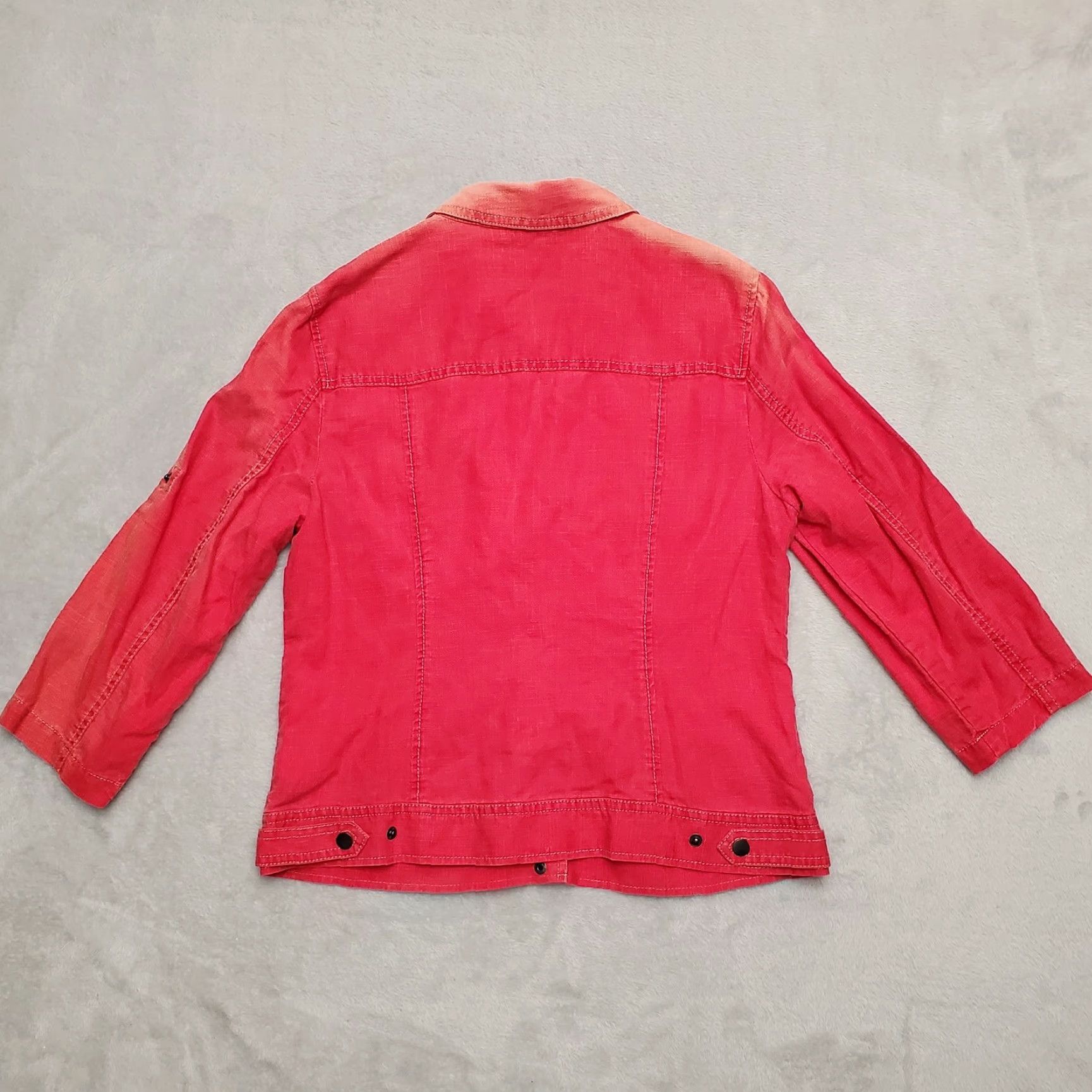 Coldwater Creek Coldwater Creek Jacket Womens 10 Red Linen Blend Sun Faded Long Sleeve Casual Shirt, Women, 1960s USA Theme Size L / US 10 / IT 46 - 7 Thumbnail