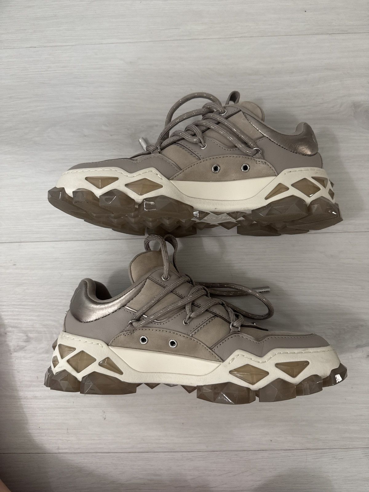 Jimmy Choo Jimmy Choo Diamond X II/F | Taupe Leather Trainers size 37 Size US 7 / IT 37 - 2 Thumbnail