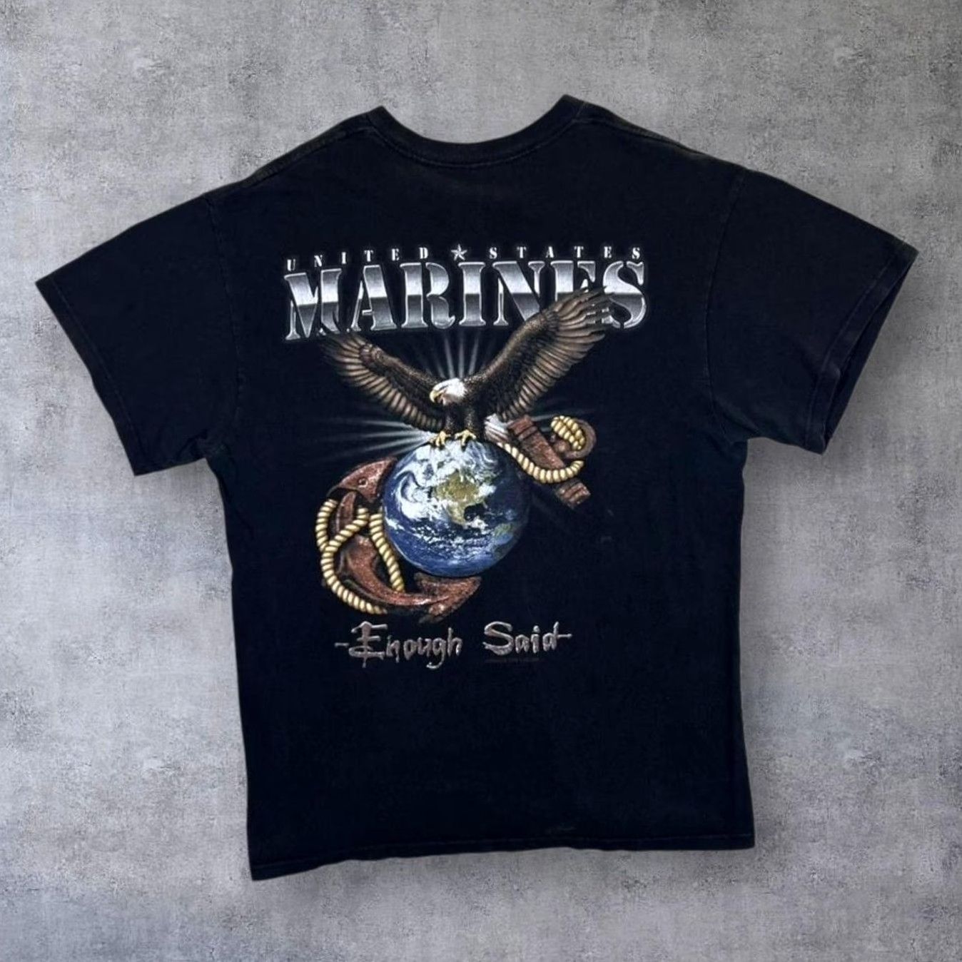 Vintage United States Marines USMC "Enough Said" Military Army Graphic T-Shirt M Mens Black Ink Design Short Sleeve Cotton Size US M / EU 48-50 / 2 - 2 Thumbnail