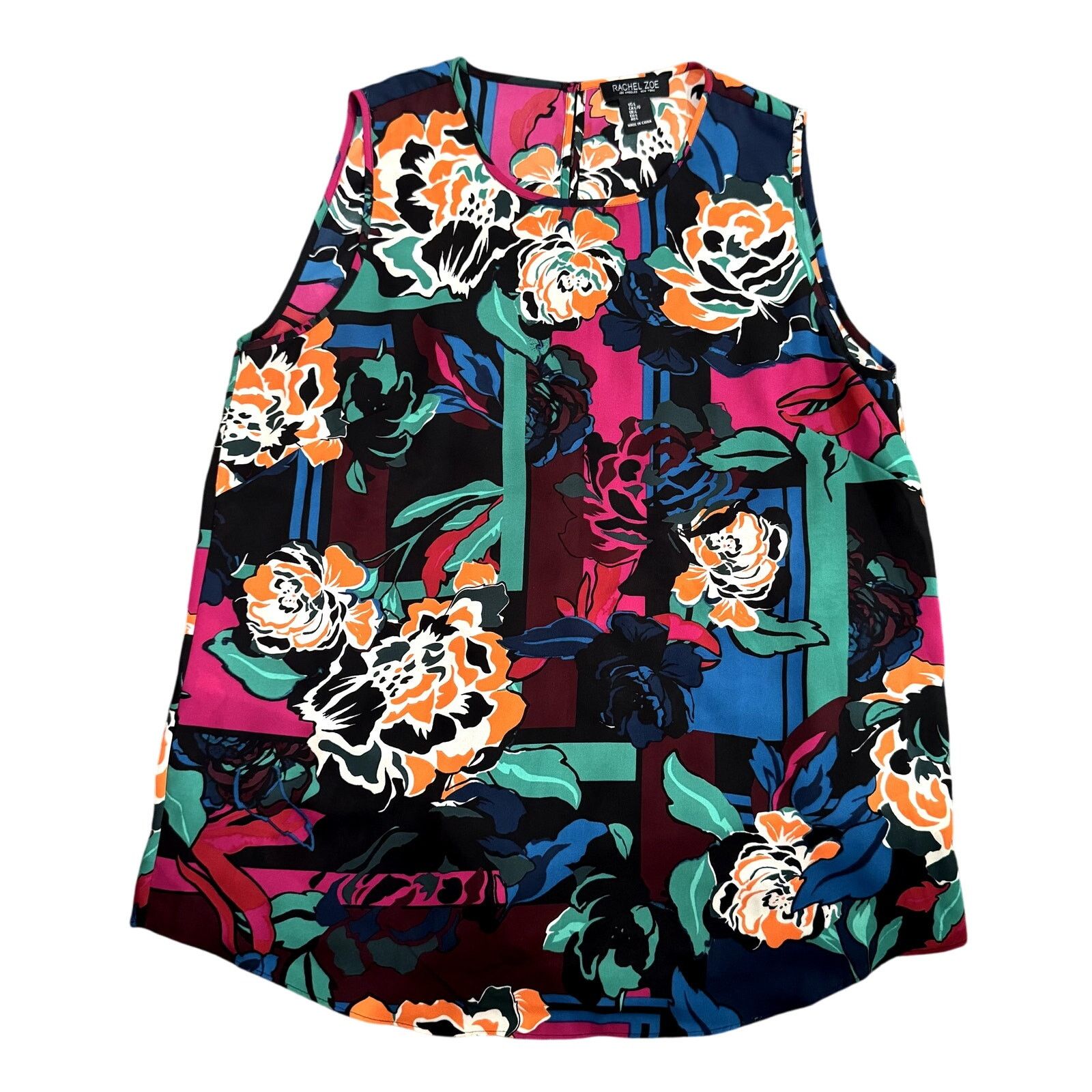 Rachel Zoe Rachel Zoe Abstract Floral Tank Top Blouse in Multi, Size L Size L / US 10 / IT 46 - 1 Thumbnail
