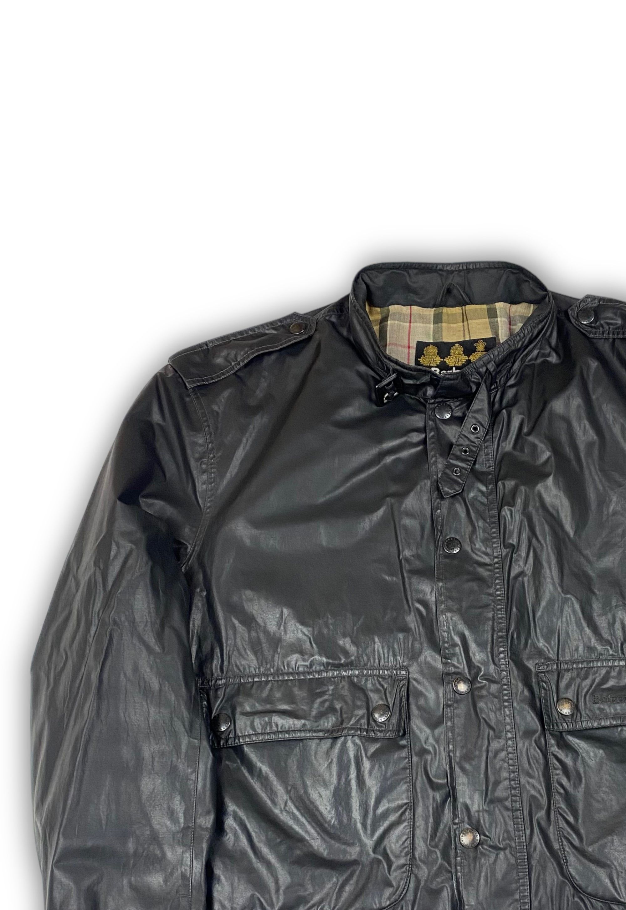 Barbour Vintage BARBOUR Super Rare Black Shining Biker Jacket M543 Size US XXL / EU 58 / 5 - 3 Thumbnail