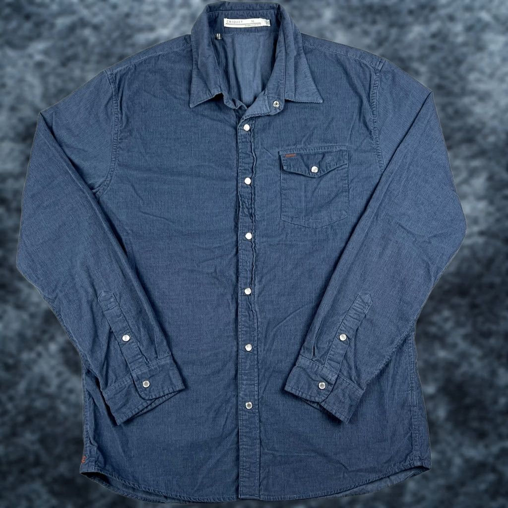 Vintage Criquet Shirt XL Blue Western Corduroy Pearl Snap Long Sleeve Button Mens Size US XL / EU 56 / 4 - 1 Thumbnail