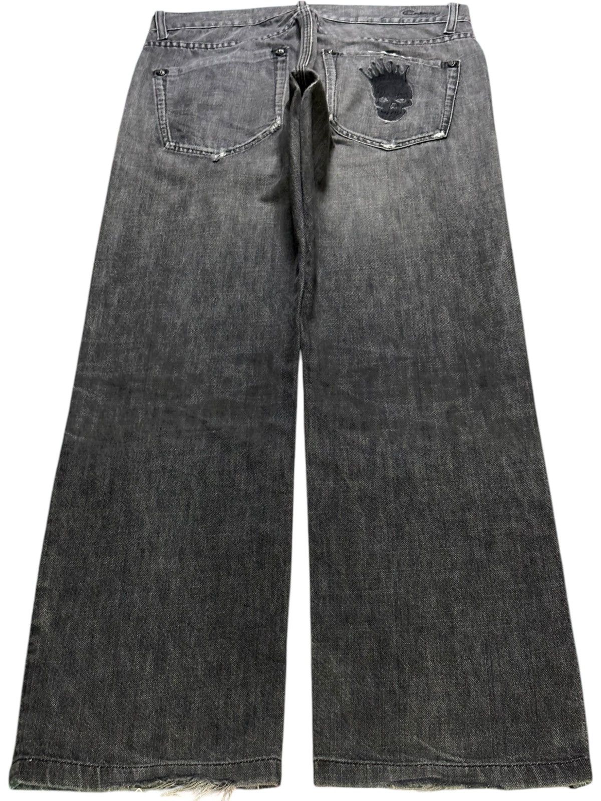 Japanese Brand × Seditionaries Vintage Japanese Brand Skull Embroidery Mud Wash Loose Jeans Size US 32 / EU 48 - 2 Thumbnail