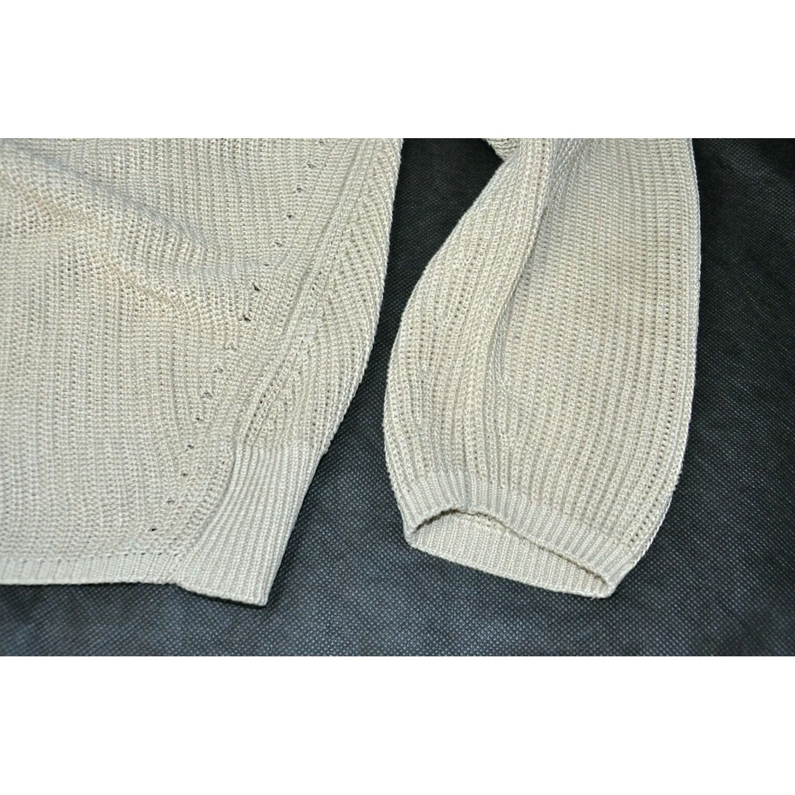 Acne Studios ACNE STUDIOS DEBORAH CHUNKY OVERSIZED LINEN SWEATER M Beige Womens Pullover Long Sleeve V-Neck Size M Size M / US 6-8 / IT 42-44 - 7 Thumbnail