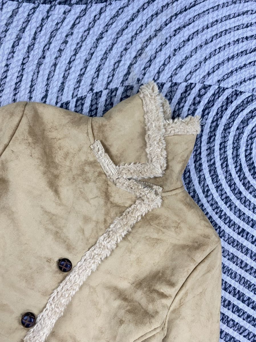 Japanese Brand Comfostrain Double Collar Lined Sherpa Suede Leather Jacket Size US M / EU 48-50 / 2 - 8 Thumbnail