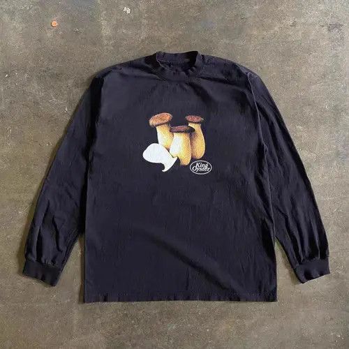 Japanese Brand × Vintage Mushroom print black retro long sleeve tee Size US L / EU 52-54 / 3 - 1 Thumbnail
