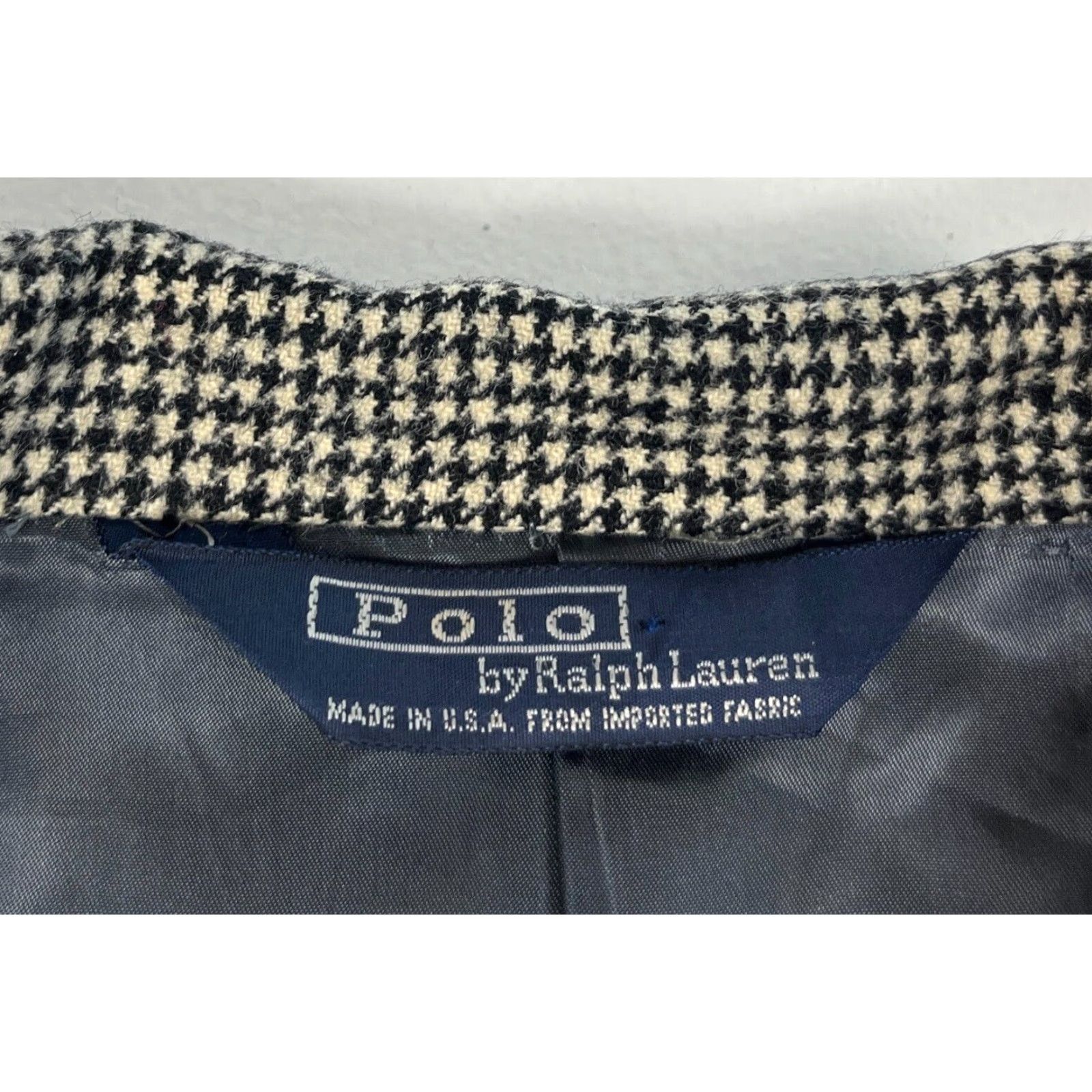 Polo Ralph Lauren Polo Ralph Lauren Blazer Shirt Men Wool Houndstooth Made in USA 43L Vintage 2-Button Long Jacket Black White Size US XL / EU 56 / 4 - 6 Thumbnail