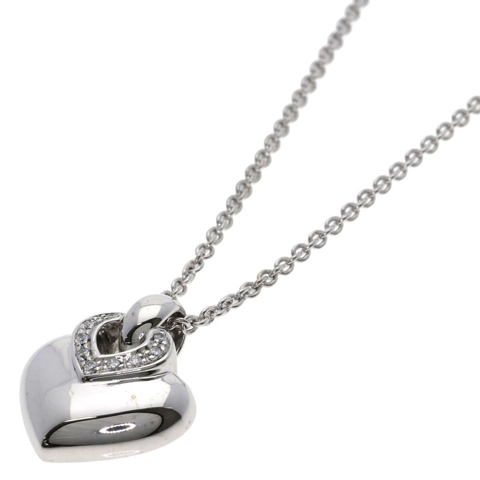Bvlgari Bulgari Doppio Cuore Diamond Necklace, 18K White Gold, Women's, BVLGARI Size ONE SIZE - 1 Thumbnail