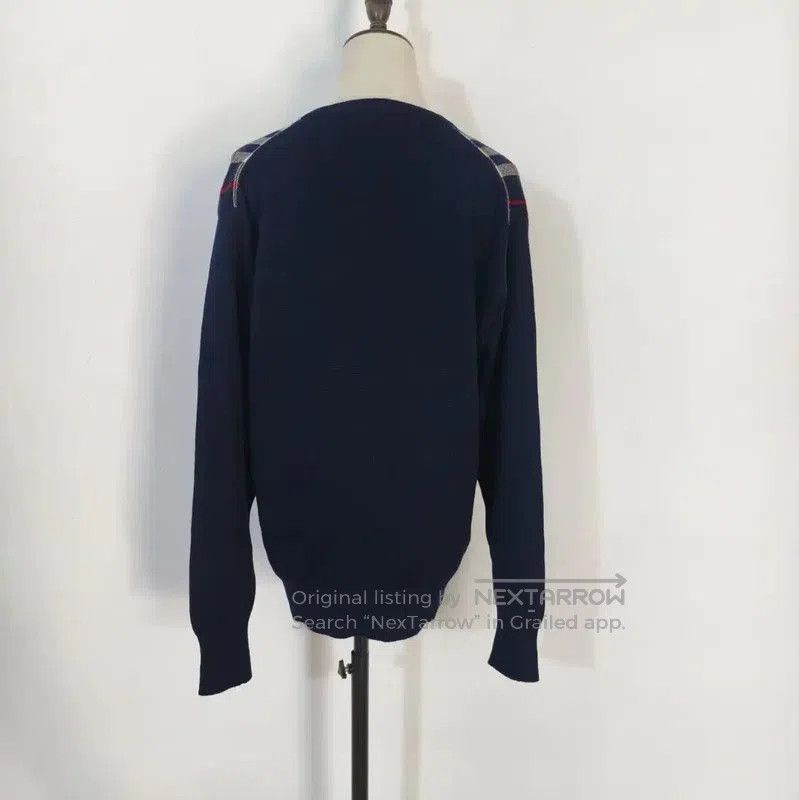 Burberry Burberry Navy Wool Plaid Long Sleeve Knit Sweater. Size M / US 6-8 / IT 42-44 - 4 Thumbnail