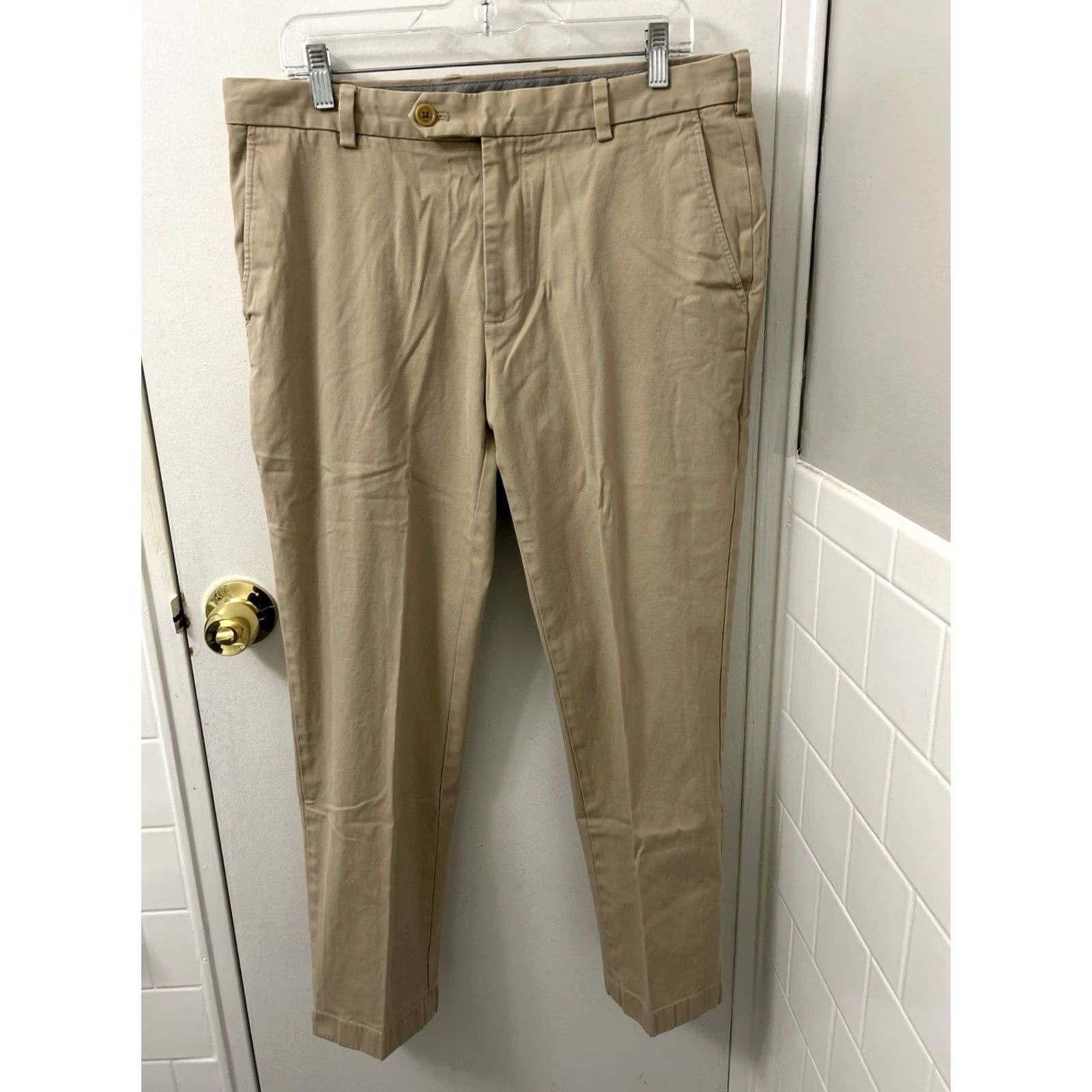 Brooks Brothers Brooks Brothers Milano Pants Mens 35x30 Chino Khaki Supima Cotton Blend Beige Straight Flat Front Size US 35 - 2 Thumbnail