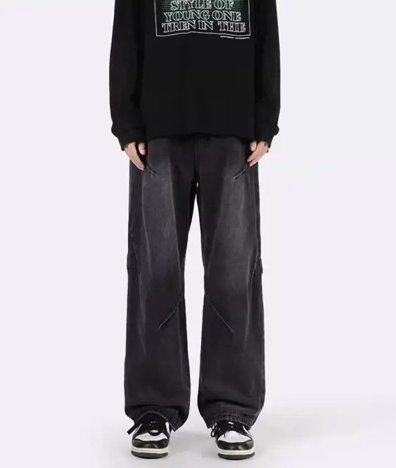 Japanese Brand VIBE Men's wide-leg loose straight patchwork jeans y2k Size US 32 / EU 48 - 1 Thumbnail