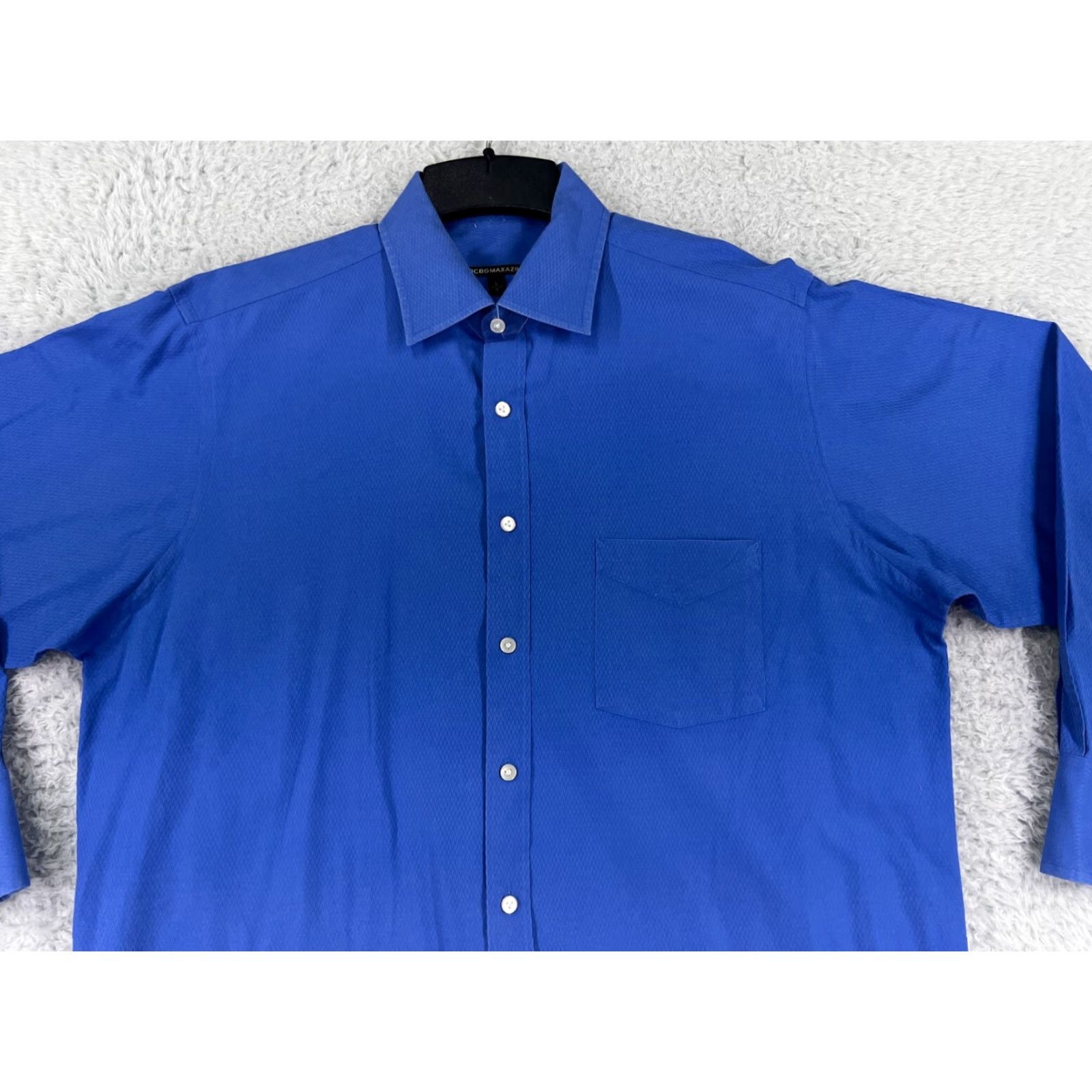 Bcbgmaxazria BCBGMAXAZRIA Shirt Mens Large Blue Dress Button Up 100% Cotton Pocket Collared Size 42R - 5 Thumbnail