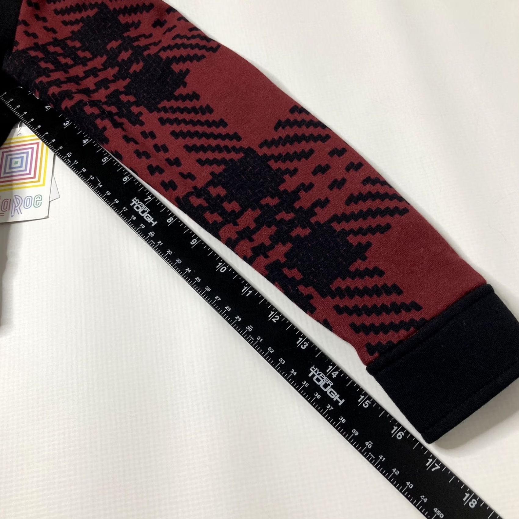 Vintage LuLaRoe Presley Moto Jacket Sz Small Dark Red & Black Houndstooth - Women's Denim? (Note: Original must be used) Size S / US 4 / IT 40 - 7 Thumbnail