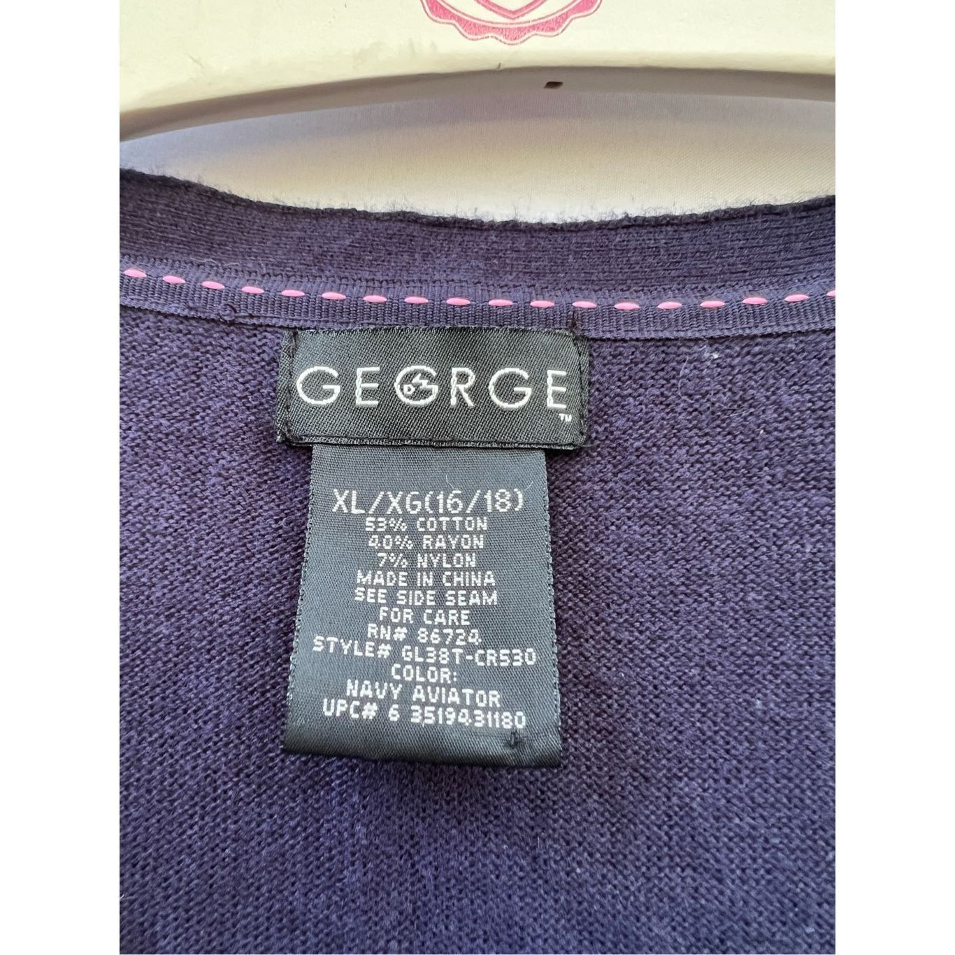 George George Blue Long Sleeve V-Neck Top Woman’s Size XL Size XL / US 12-14 / IT 48-50 - 4 Thumbnail