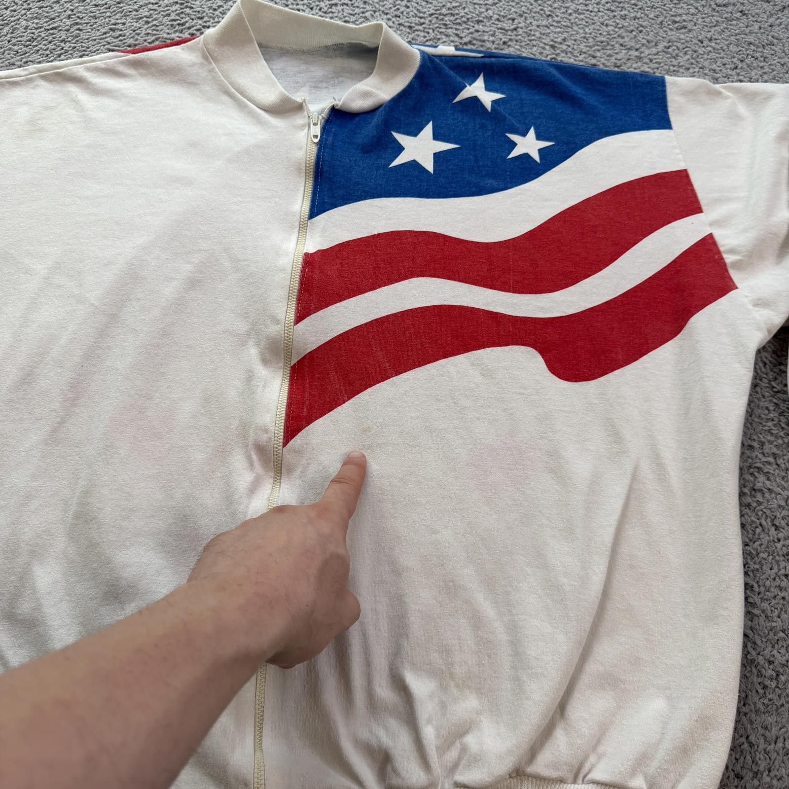 Other Vintage 90s USA Flag Full Zip Sweatshirt Patriotic American Size US XL / EU 56 / 4 - 6 Thumbnail
