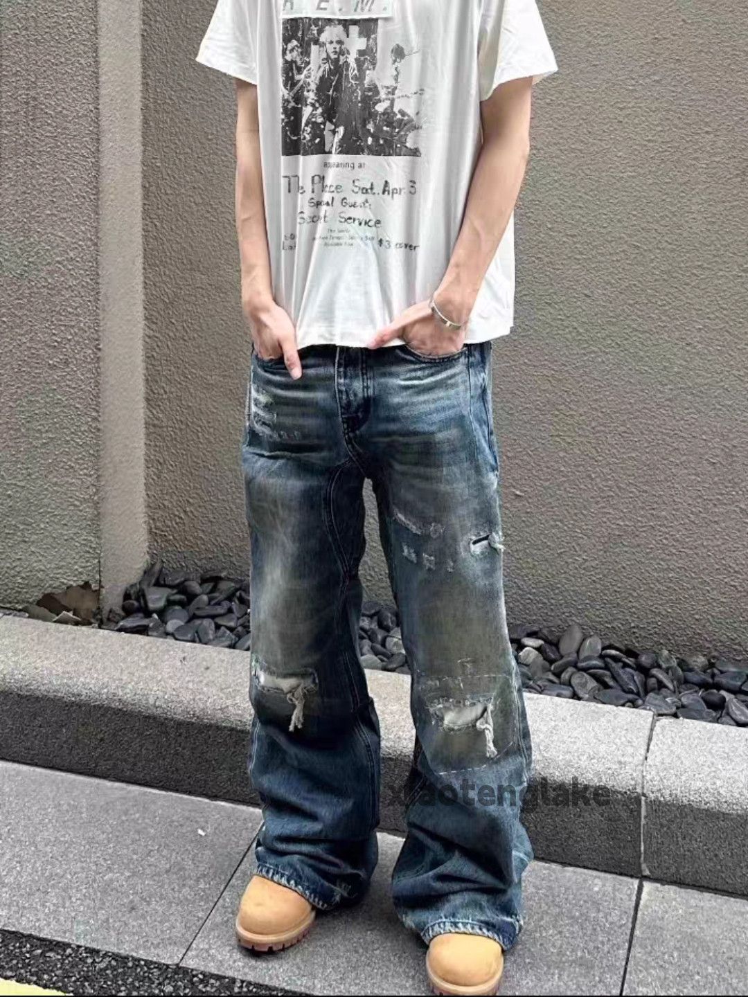 Jean ltx vintage washed faded skate hiphop ripped jeans Size US 32 / EU 48 - 7 Thumbnail