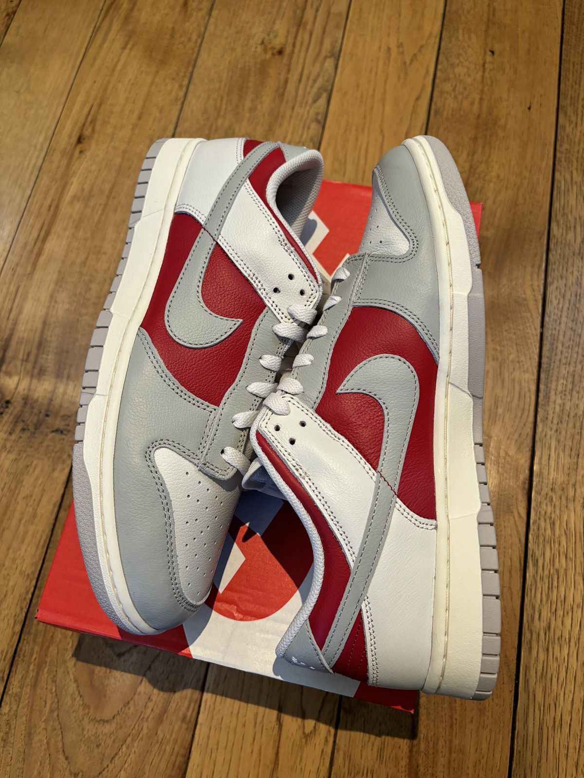 Nike Nike Dunk Low Iron Grey Gym Red Size US 11.5 / EU 44-45 - 1 Thumbnail