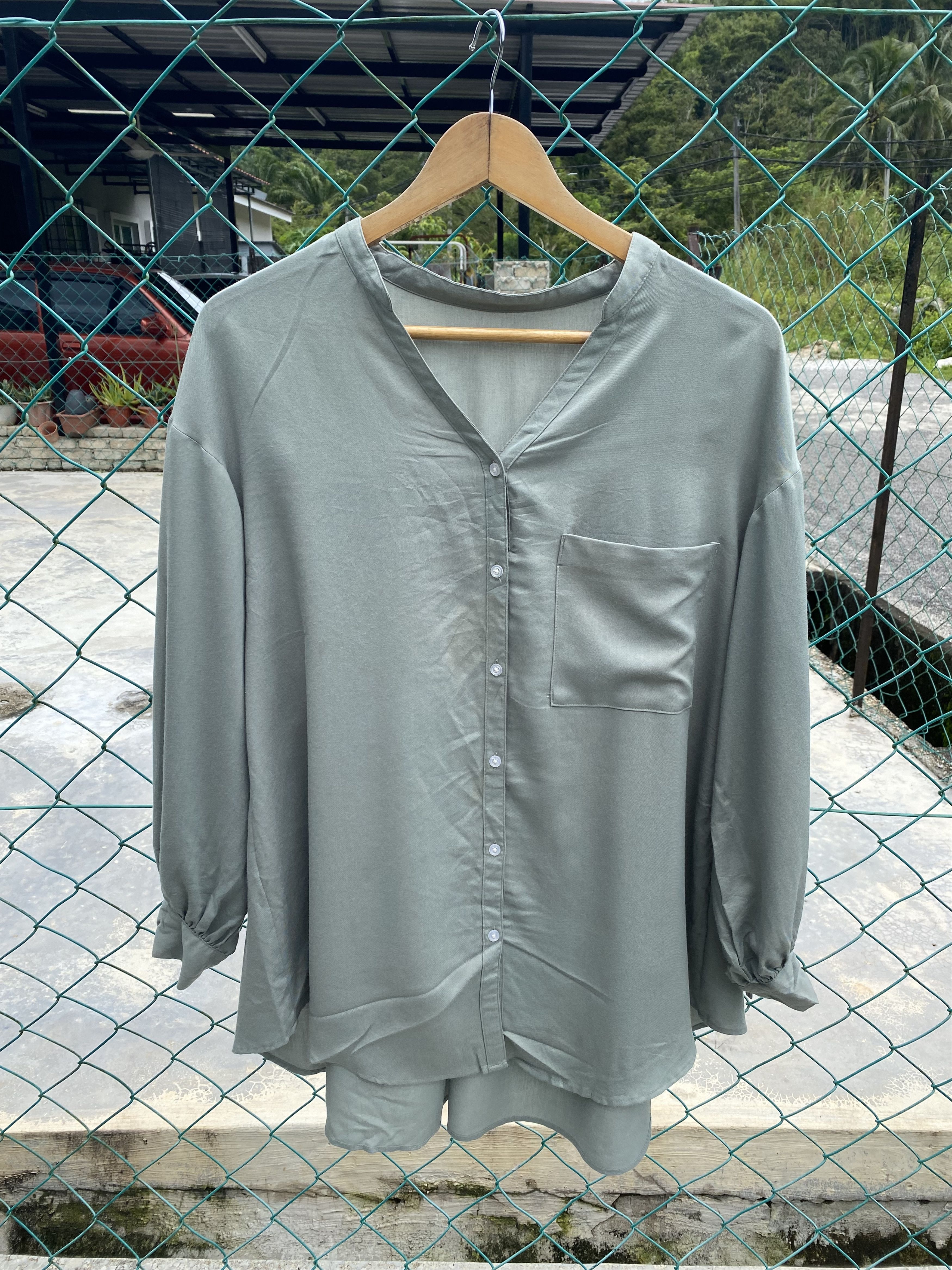 GU olive green rayon blend bouses