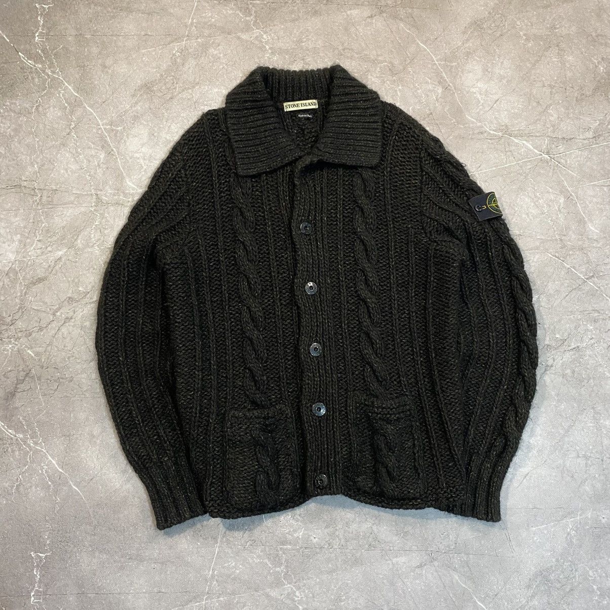 Massimo Osti RARE ! VINTAGE STONE ISLAND WOOL CARDIGAN SWEATER 2002 Size US L / EU 52-54 / 3 - 2 Thumbnail