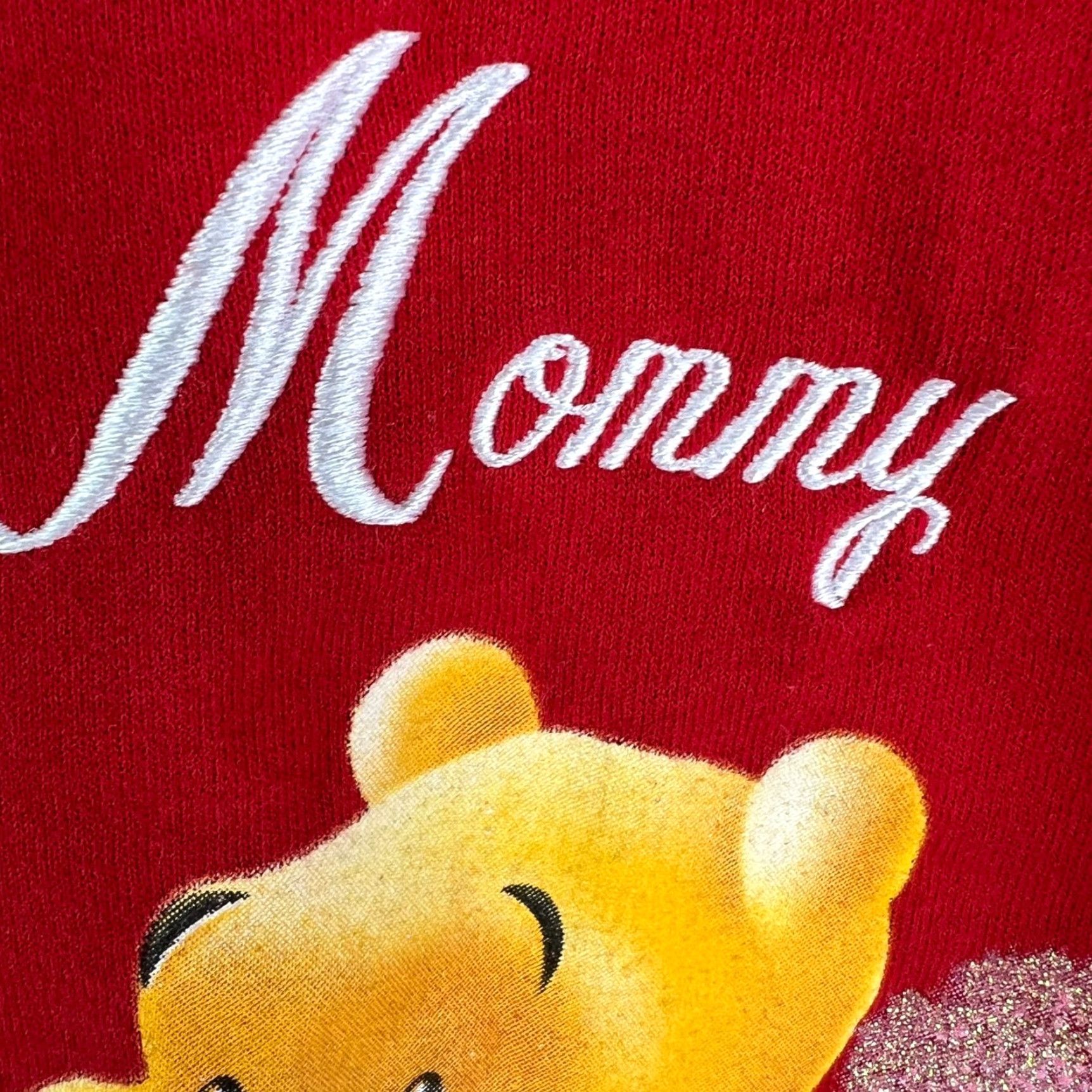 Disney Disney Pooh Bear Mommy Sweatshirt Womens XL Red Embroidered Pullover Long Sleeve Round Neck Raw Hem Size XL / US 12-14 / IT 48-50 - 3 Thumbnail