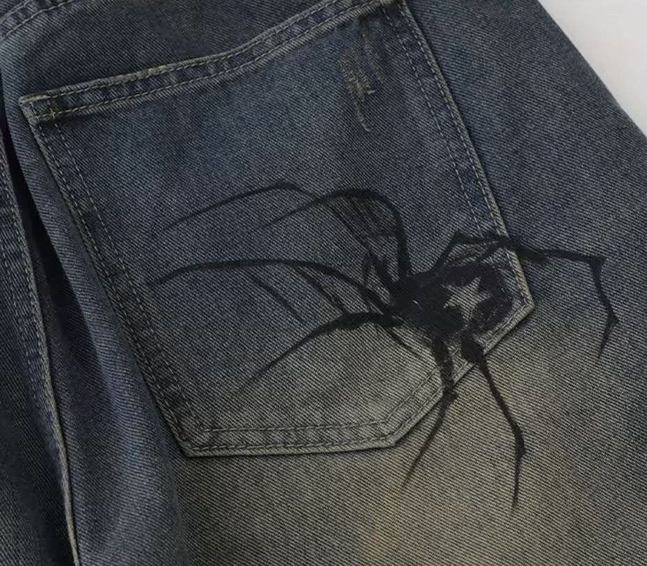 Japanese Brand × Vintage Y2k Spider Cobweb Printed Shorts Denim Size US 32 / EU 48 - 5 Thumbnail