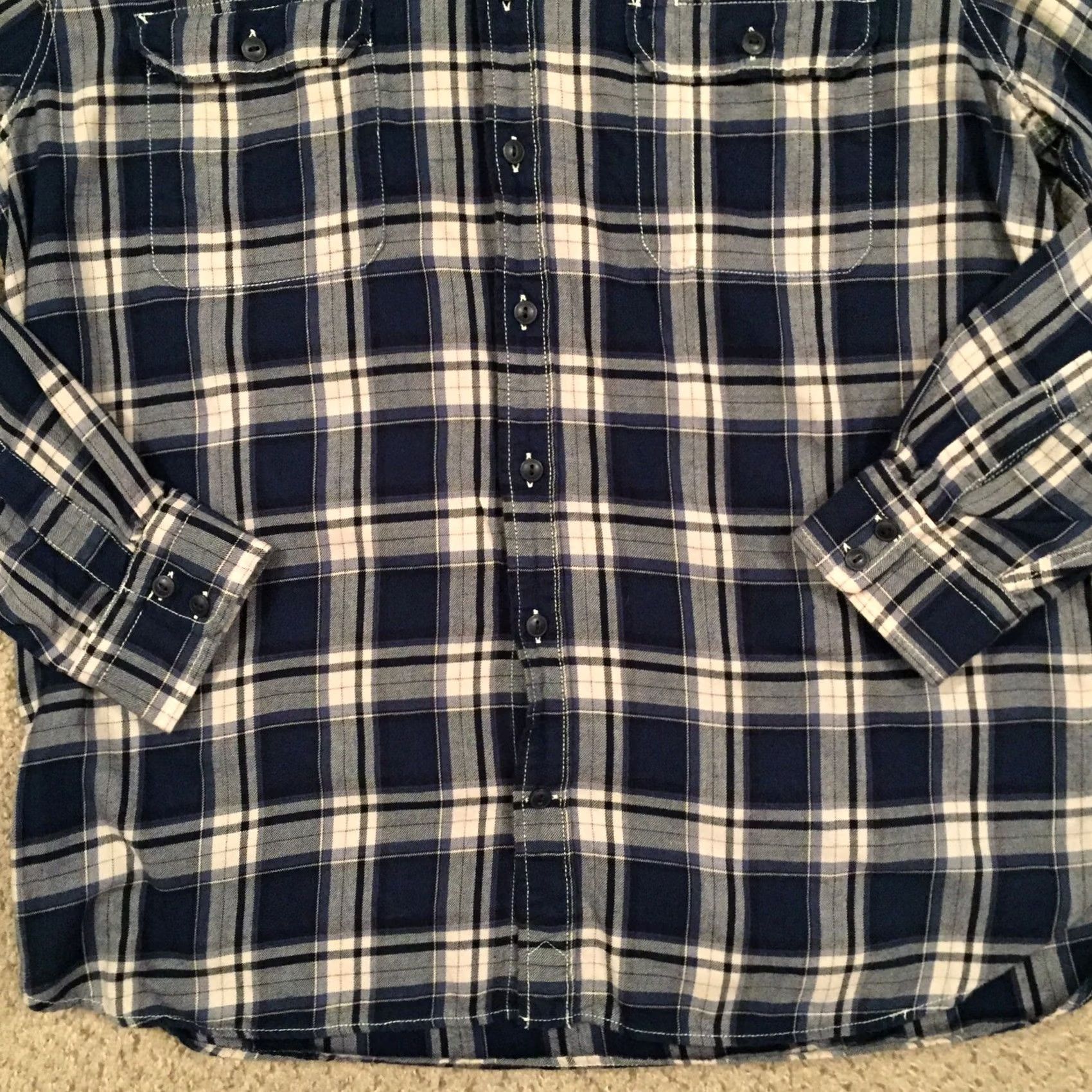 Gap Gap Shirt Mens XL Blue Plaid Long Sleeve Button Pockets Size US XL / EU 56 / 4 - 4 Thumbnail