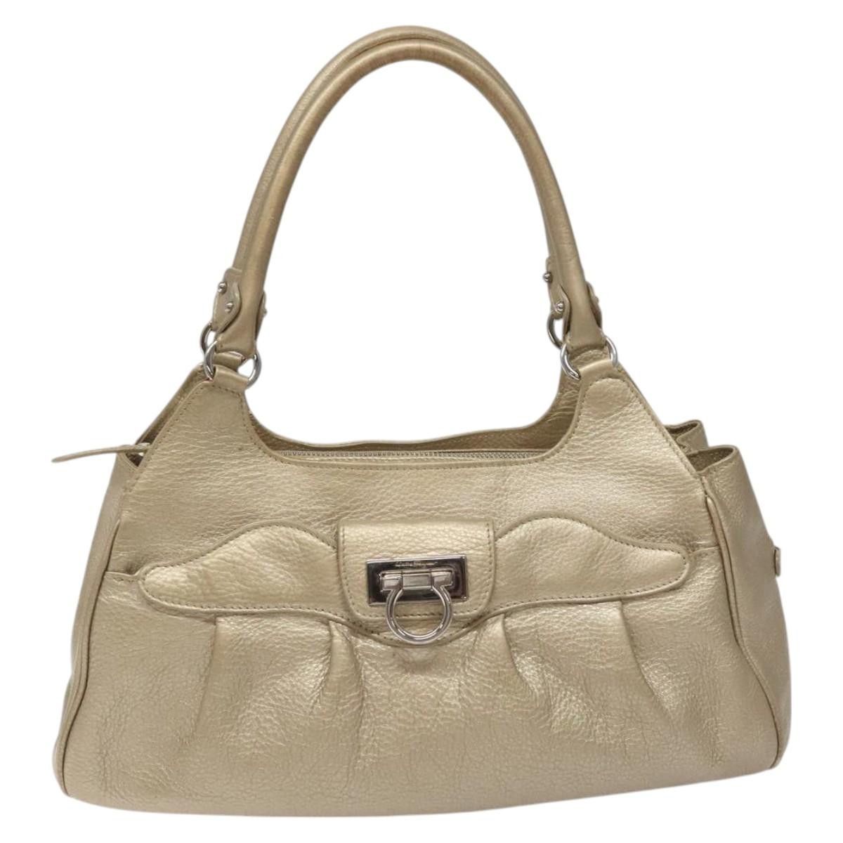 Salvatore Ferragamo Gancini Gold Leather Handbag (Pre-Owned) Size ONE SIZE - 1 Thumbnail