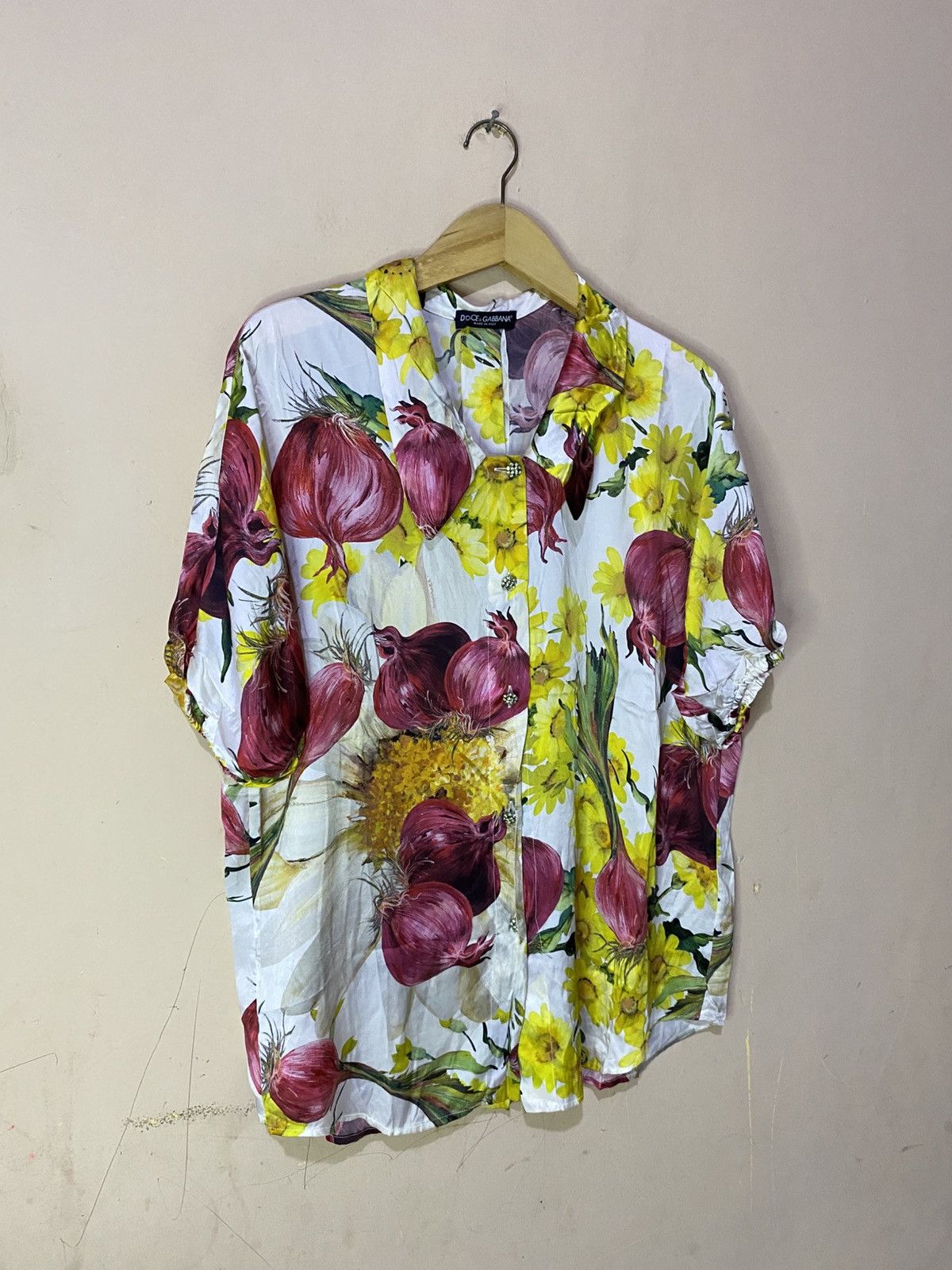 Dolce & Gabbana SS2012 Dolce & Gabbana Onion Printed Silk Shirt Size S / US 4 / IT 40 - 2 Thumbnail