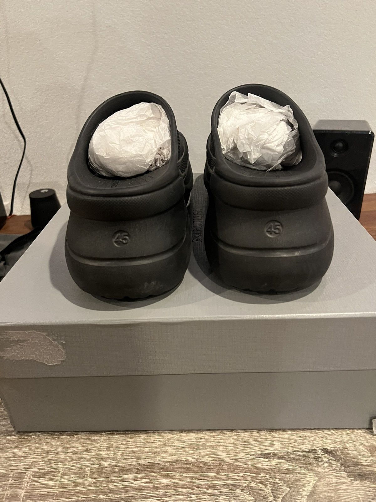 Balenciaga × Crocs Balenciaga Crocs Pool Rubber Slides Sandals Black Size US 12 / EU 45 - 4 Thumbnail
