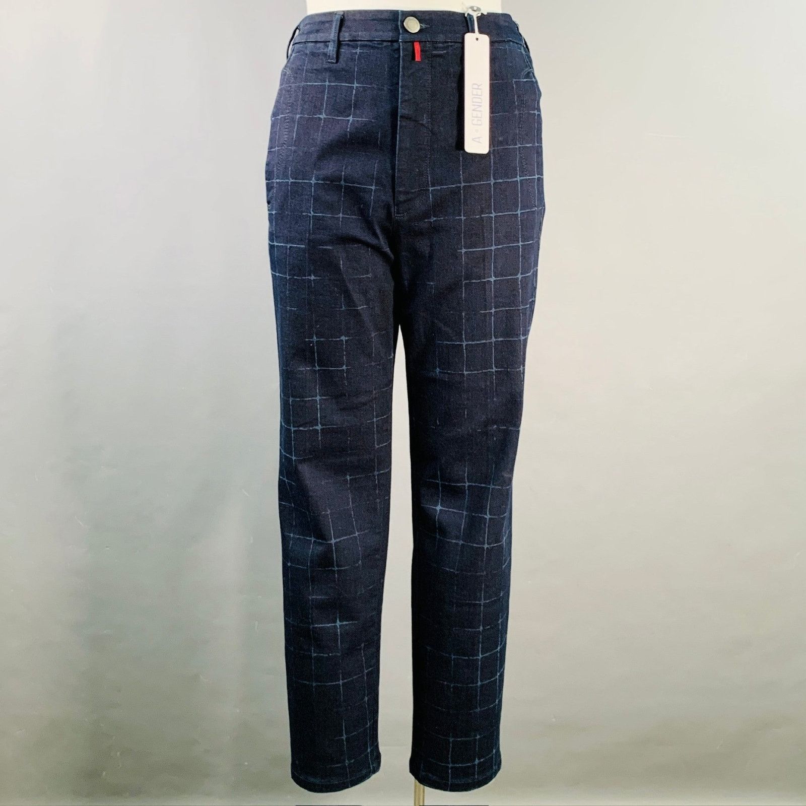 Other Size 10 Navy Cotton Blend Windowpane Zip Fly Casual Pants Size 32" / US 10 / IT 46 - 1 Thumbnail