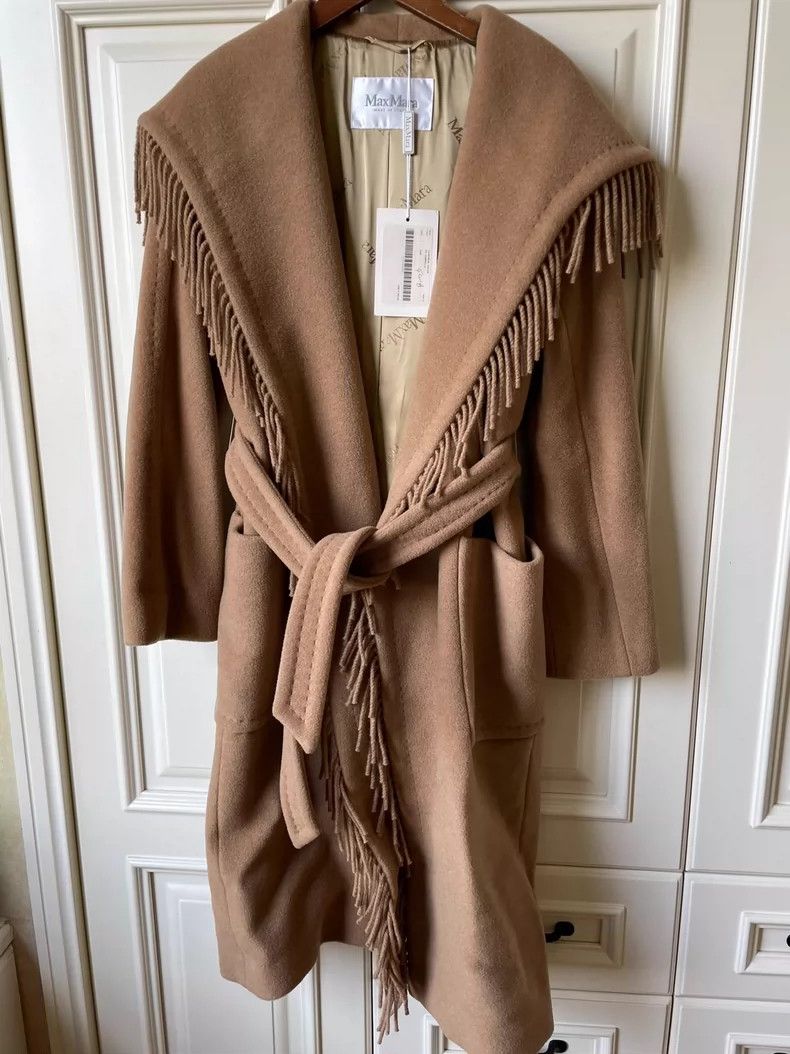 Max Mara Max Mara Main line white label fringed lapel lace-up camel Size S / US 4 / IT 40 - 2 Thumbnail