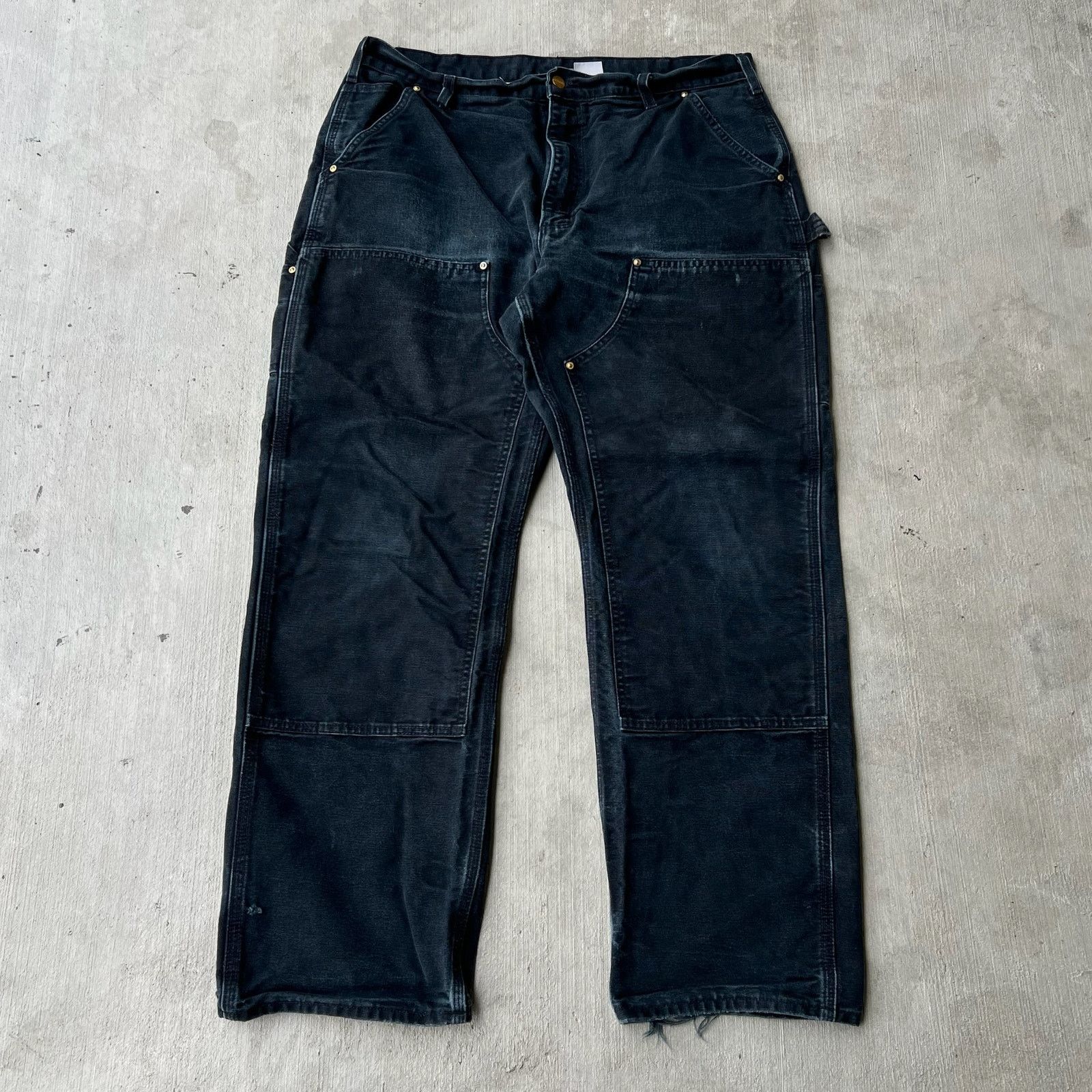 Carhartt × Vintage Carhartt faded black double knee work wear carpenter pants Size US 36 / EU 52 - 1 Thumbnail