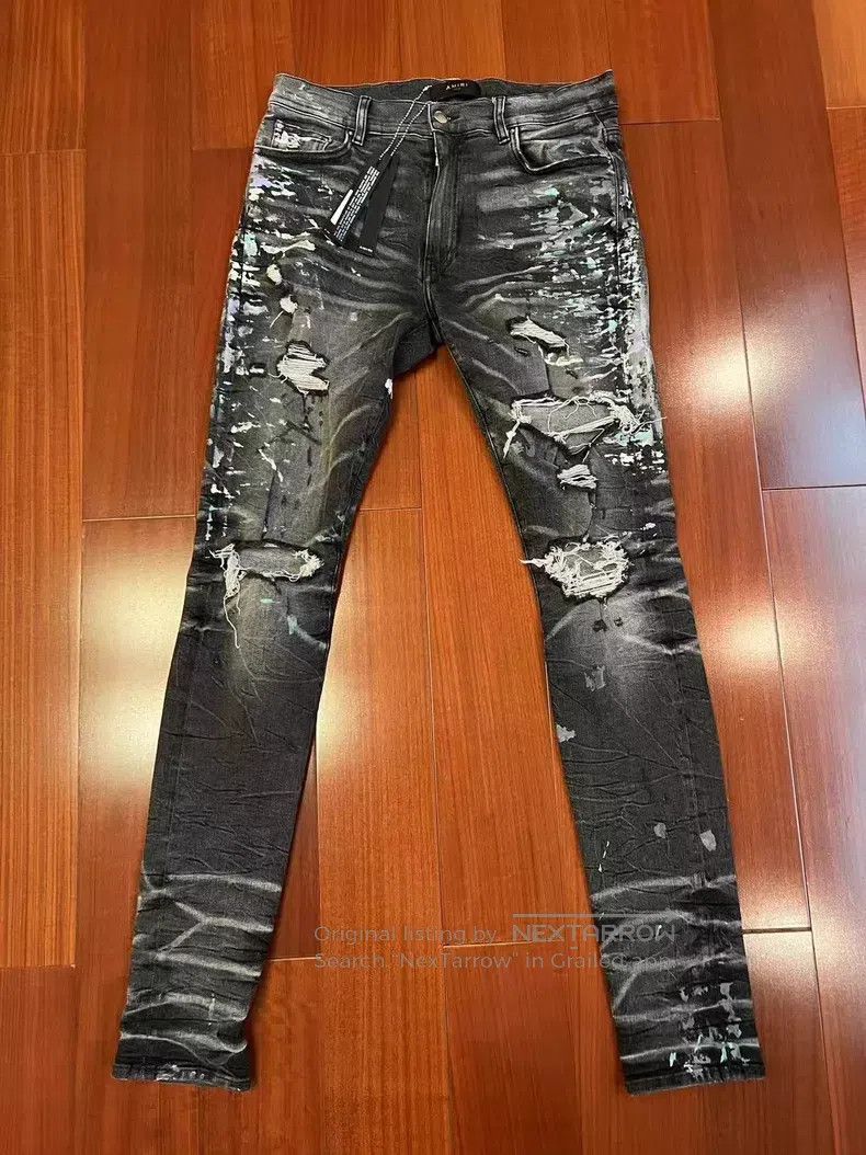 Amiri Amiri Splattered Destroyed Dark Grey Jeans Size 32 Size US 32 / EU 48 - 1 Thumbnail