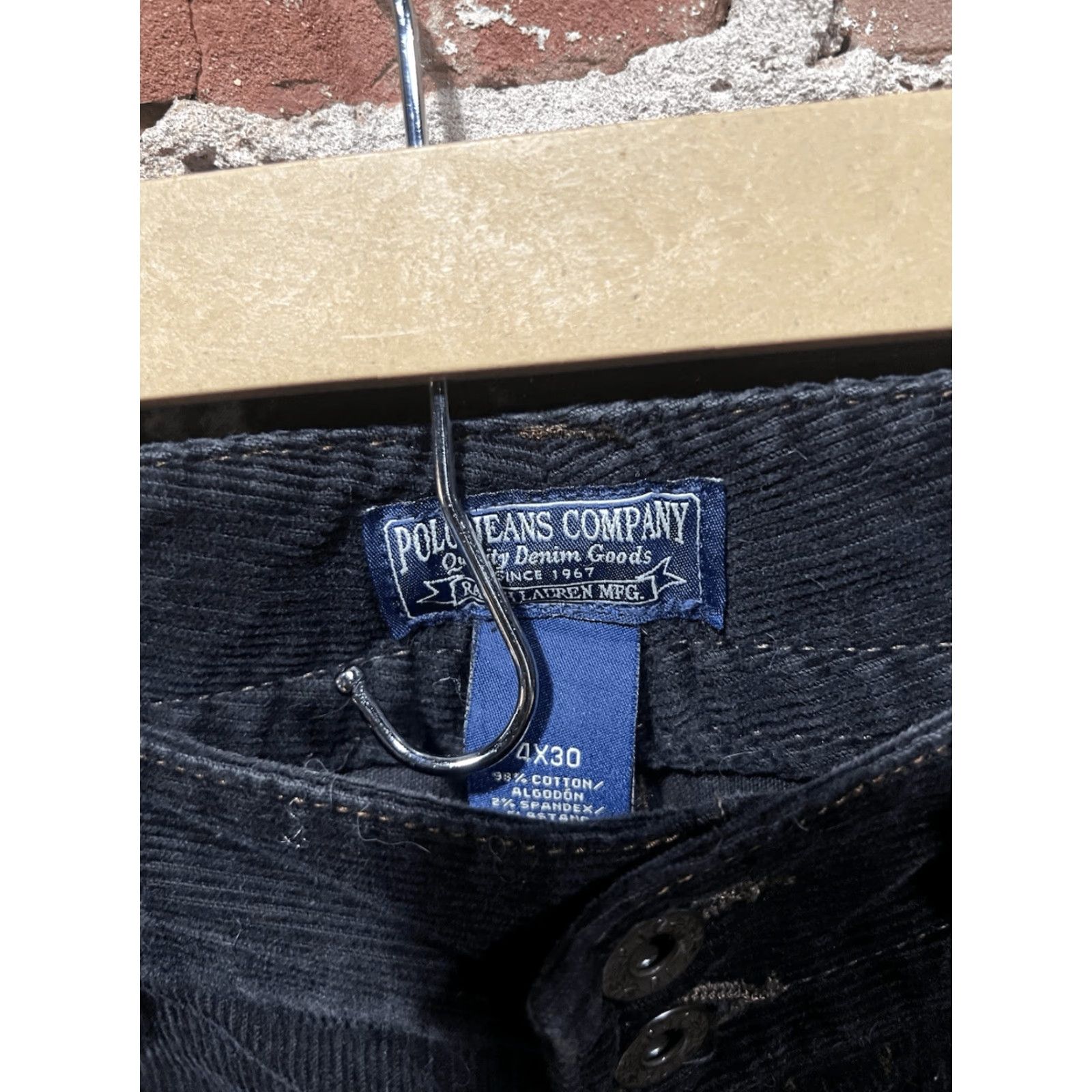 Polo Ralph Lauren Polo Jeans Womens Black Corduroy Straight Leg Pants Size 4 x 30 Size 27" / US 4 / IT 40 - 3 Thumbnail