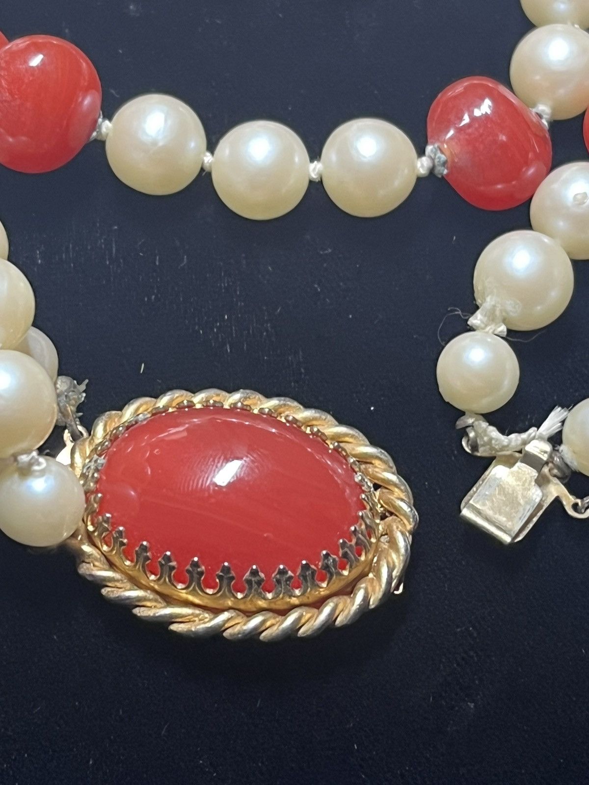 Other Vintage 18" Multi-Strand Pearl & "Carnelian" Glass Necklace Size ONE SIZE - 5 Thumbnail