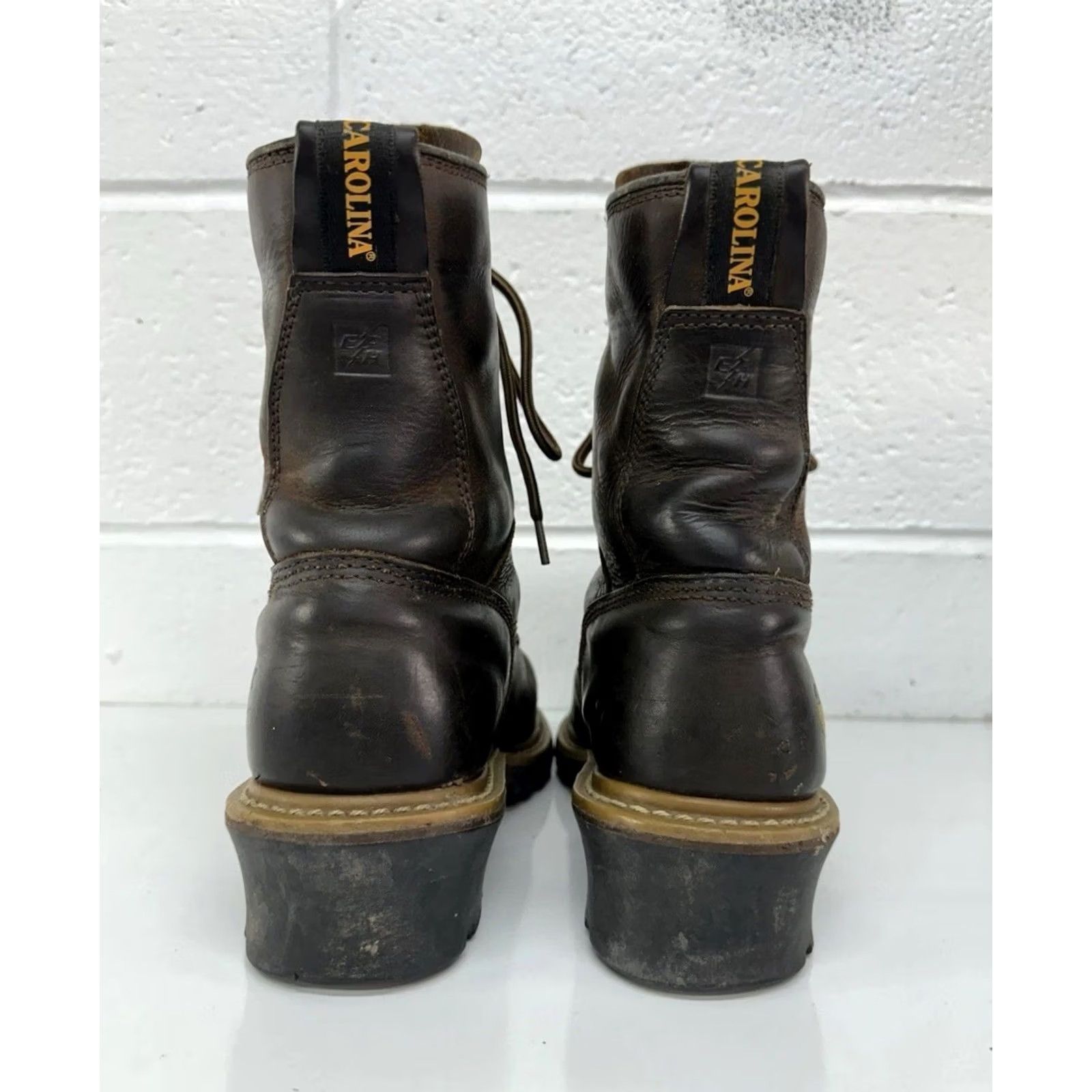 Vintage CAROLINA Elm Logger Boots Steel Toe Brown Leather 8” Men’s 10 D Size US 10 / EU 43 - 6 Thumbnail
