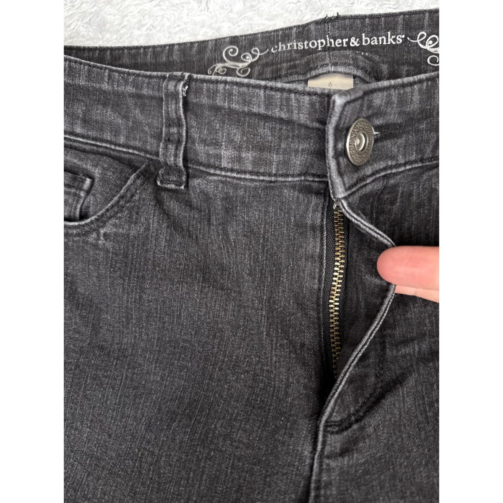 Vintage Christopher & Banks Jeans Womens 6 Mid Rise Straight Charcoal Wash Denim 30x30 Size 28" / US 6 / IT 42 - 5 Thumbnail
