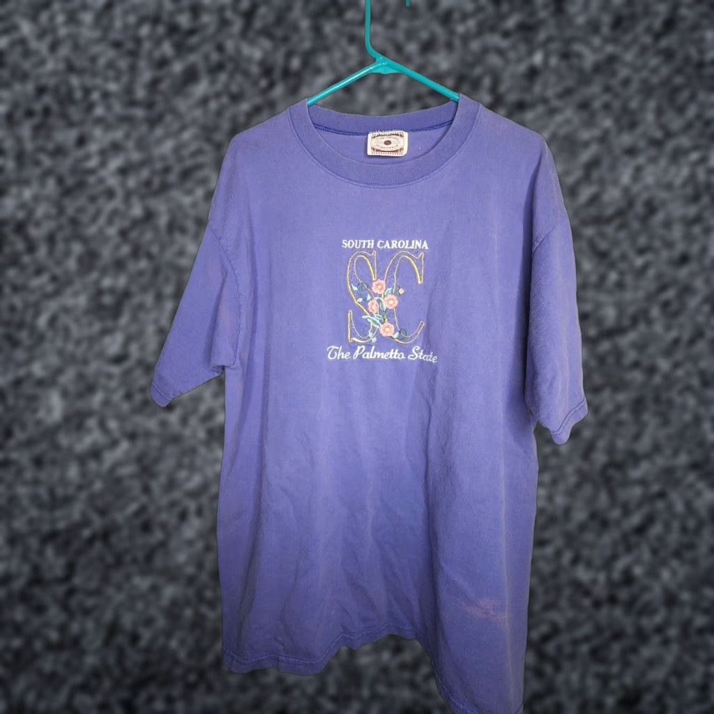 Vintage VINTAGE South Carolina T-Shirt XL Embroidered Distressed Palmetto State Mens 90s USA Cotton Size US XL / EU 56 / 4 - 1 Thumbnail